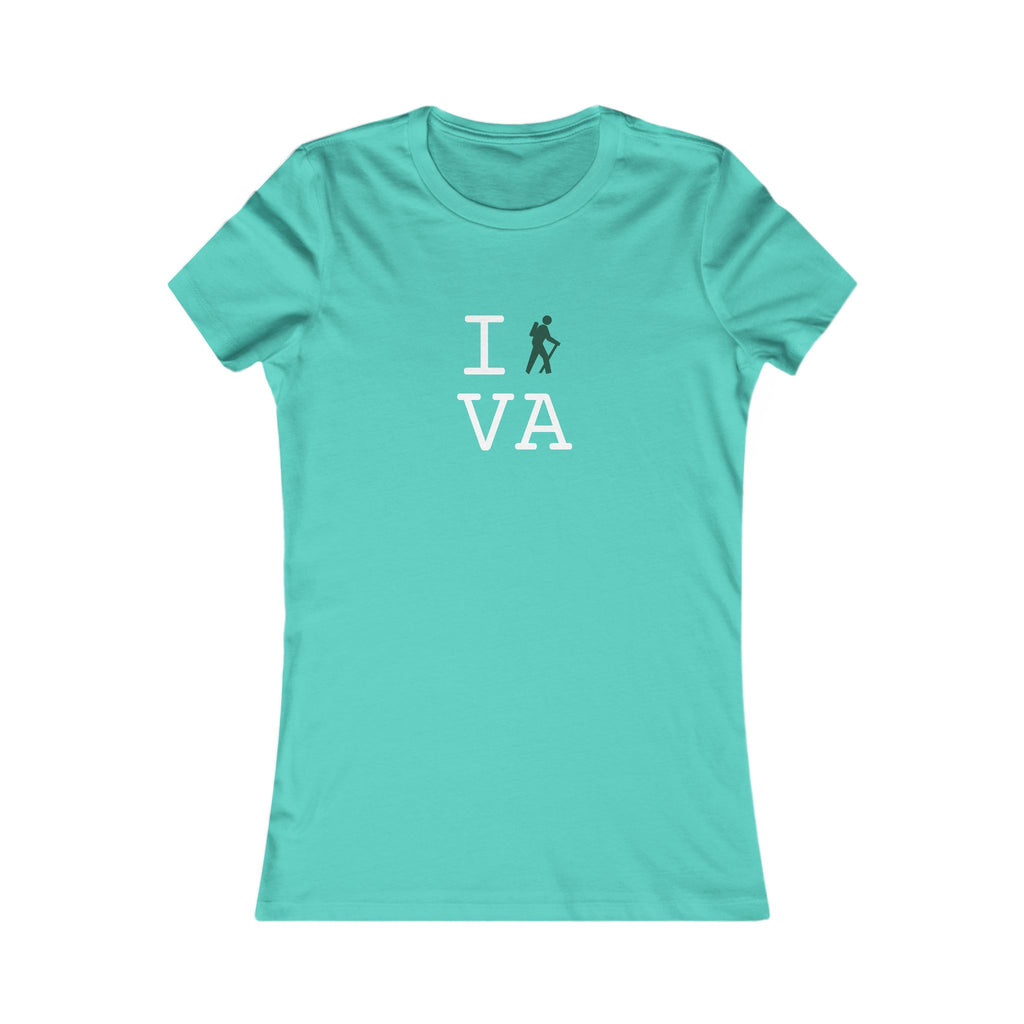 "I Hike ___" women's T, dark green hiker