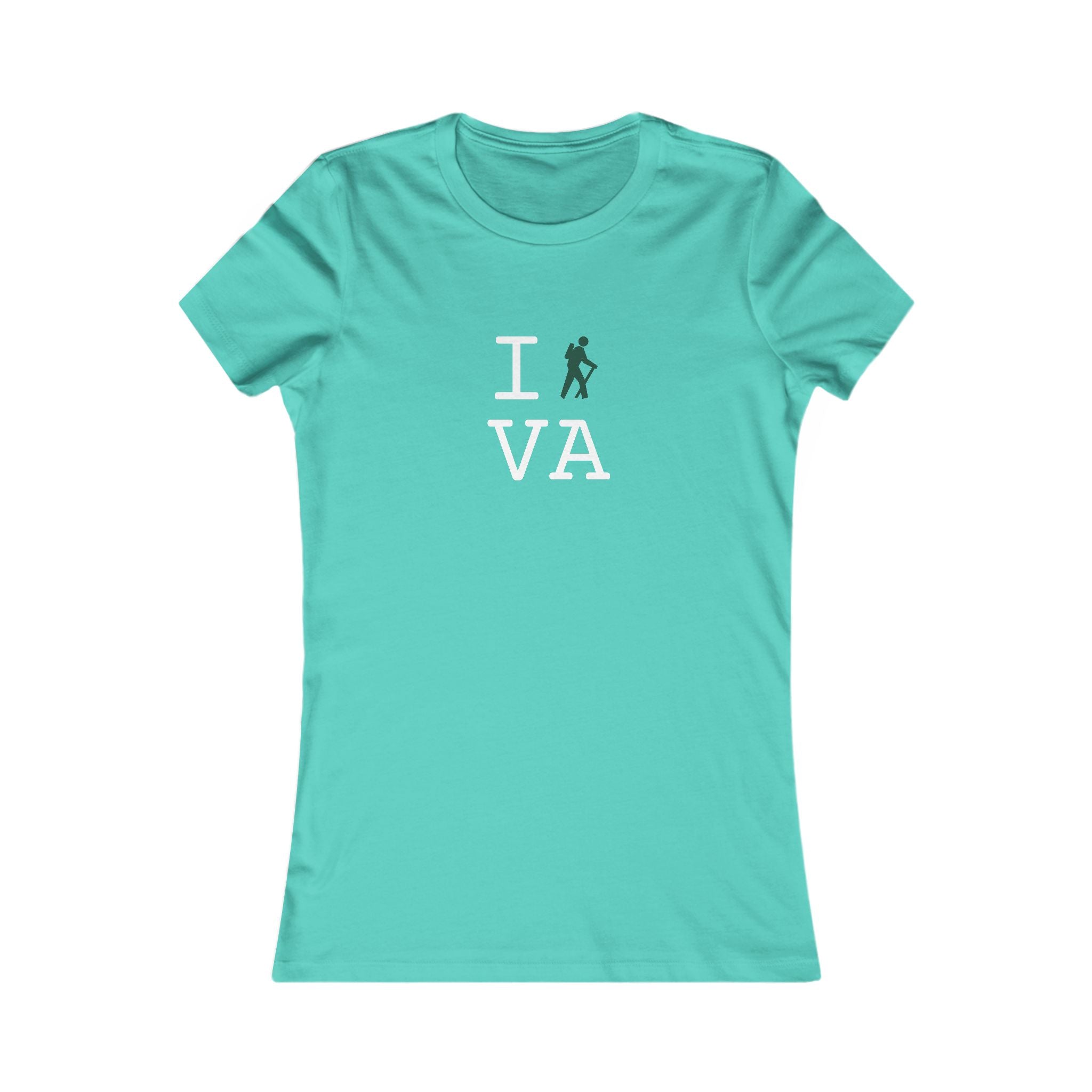 "I Hike ___" women's T, dark green hiker