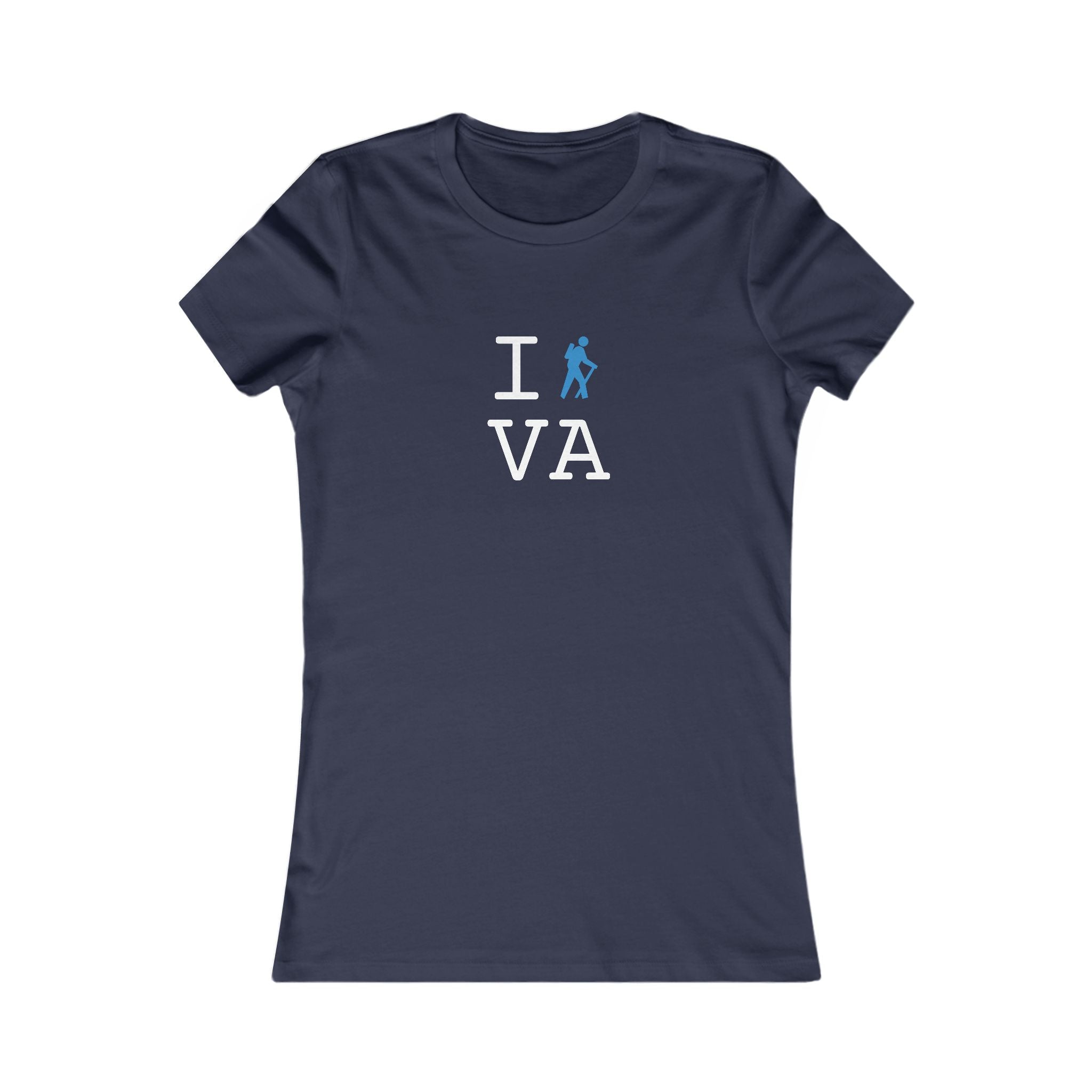 "I Hike ___" women's T, light blue hiker