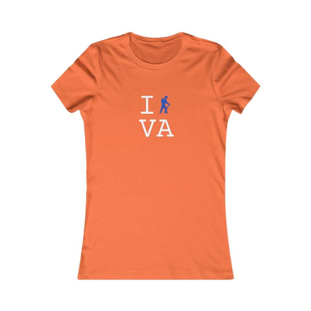 "I Hike ___" women's T, blue hiker