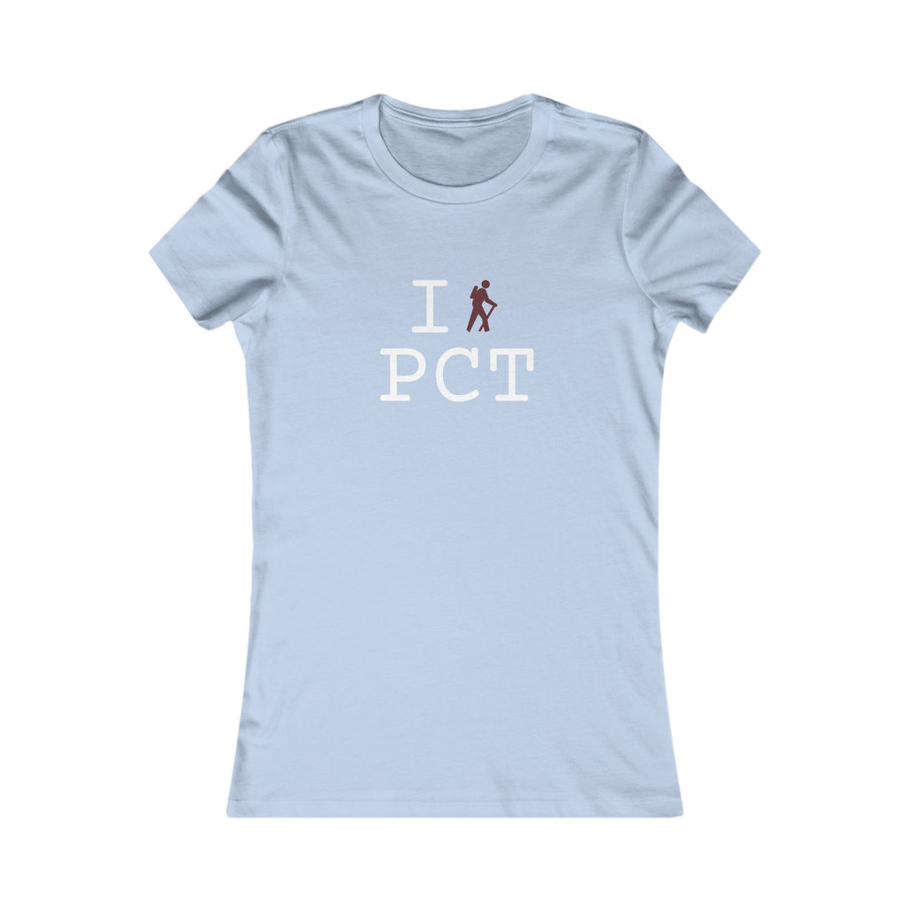 "I Hike ___" women's T, maroon hiker