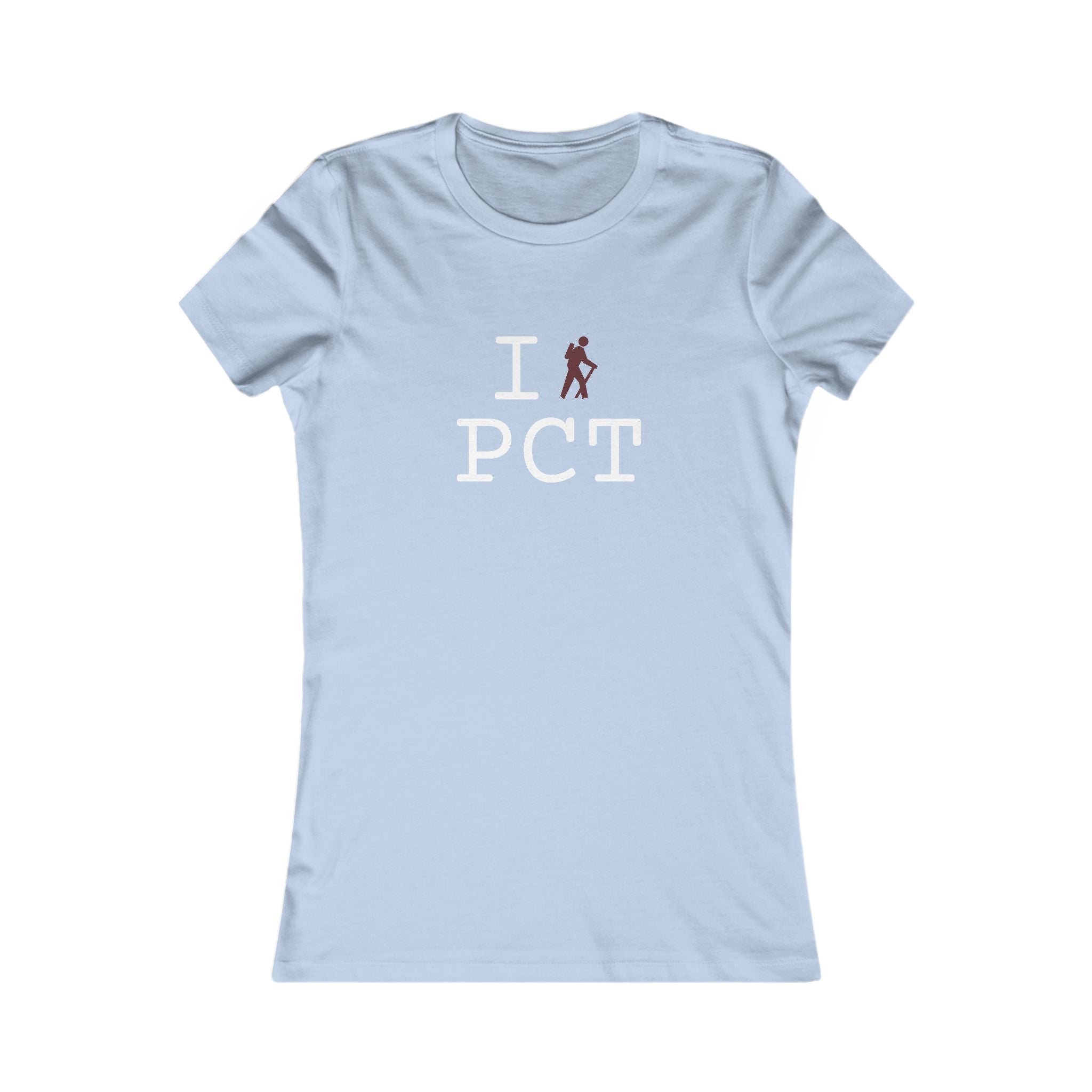 "I Hike ___" women's T, maroon hiker