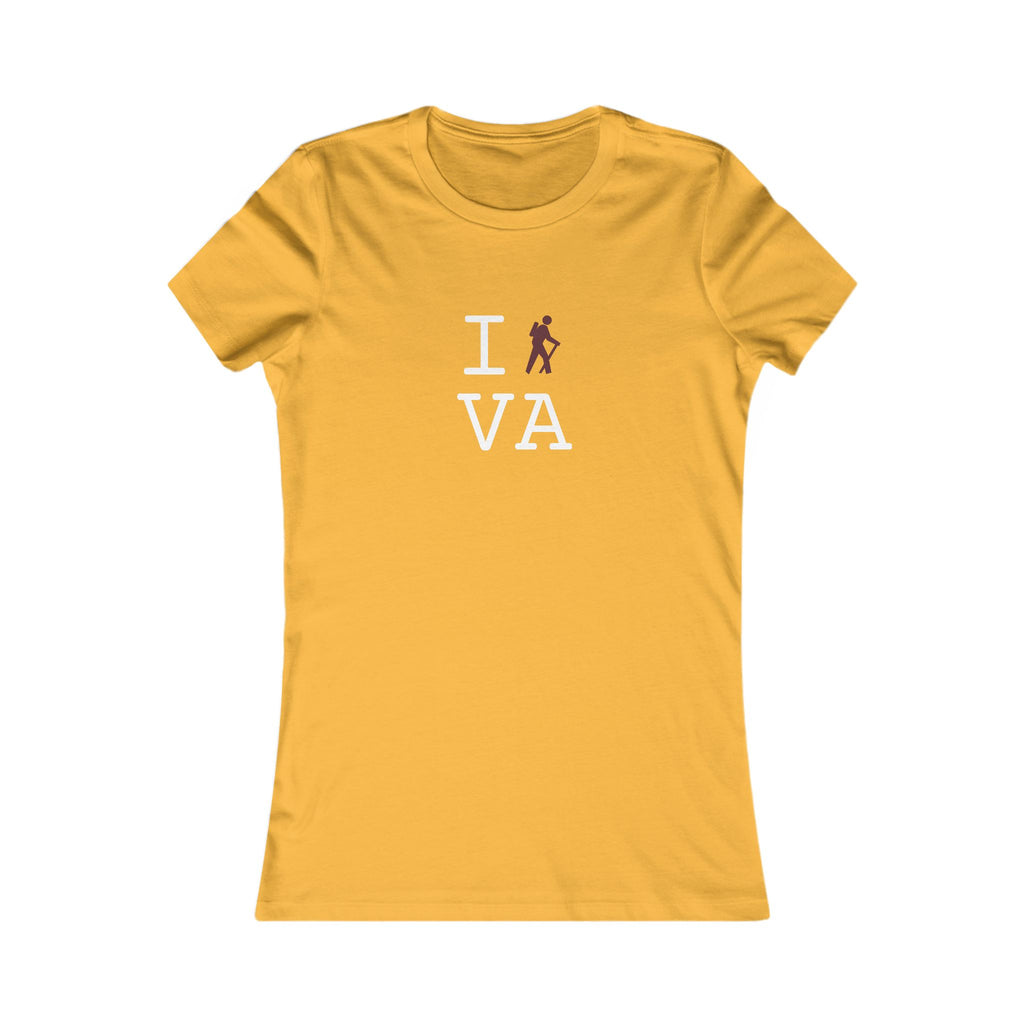 "I Hike ___" women's T, maroon hiker