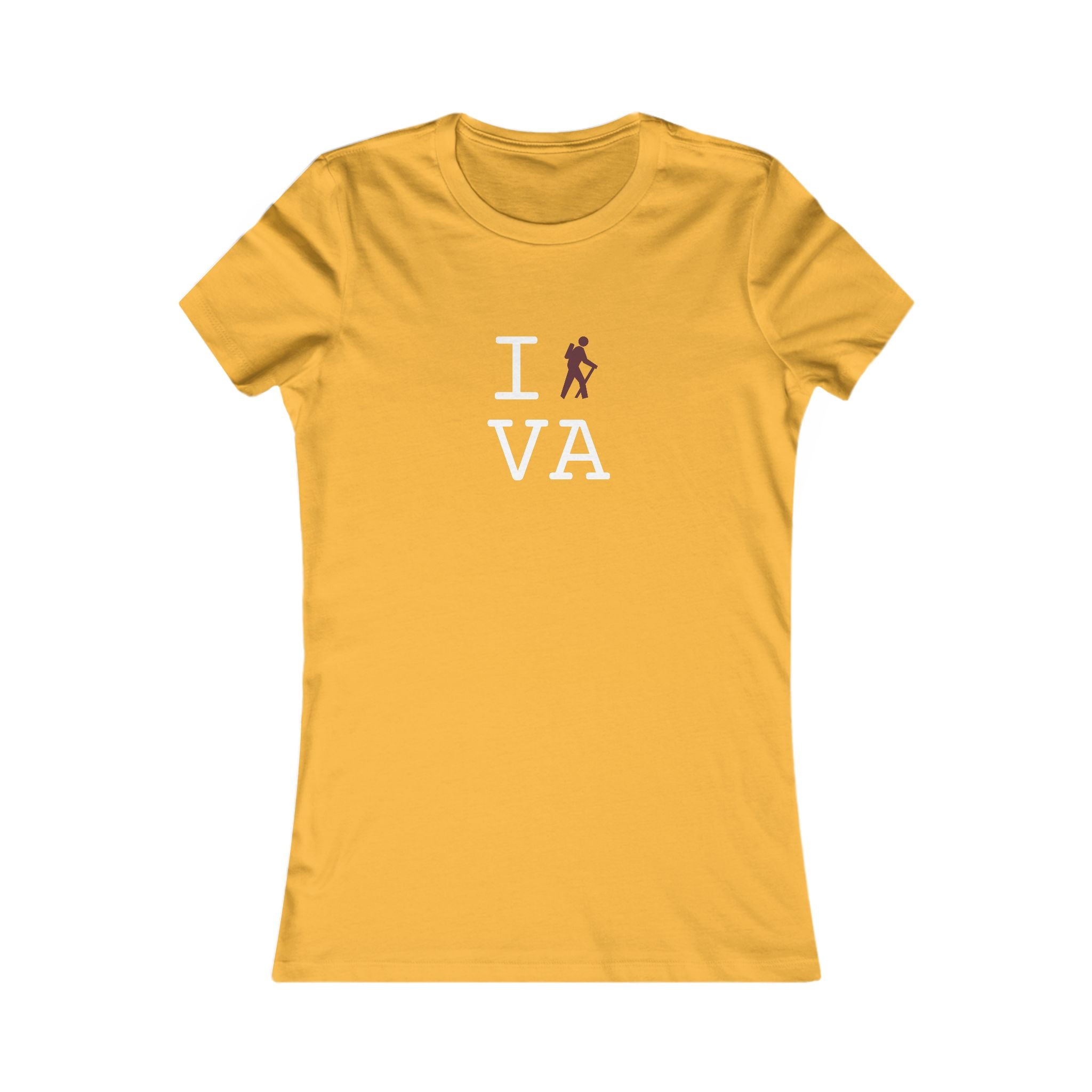 "I Hike ___" women's T, maroon hiker