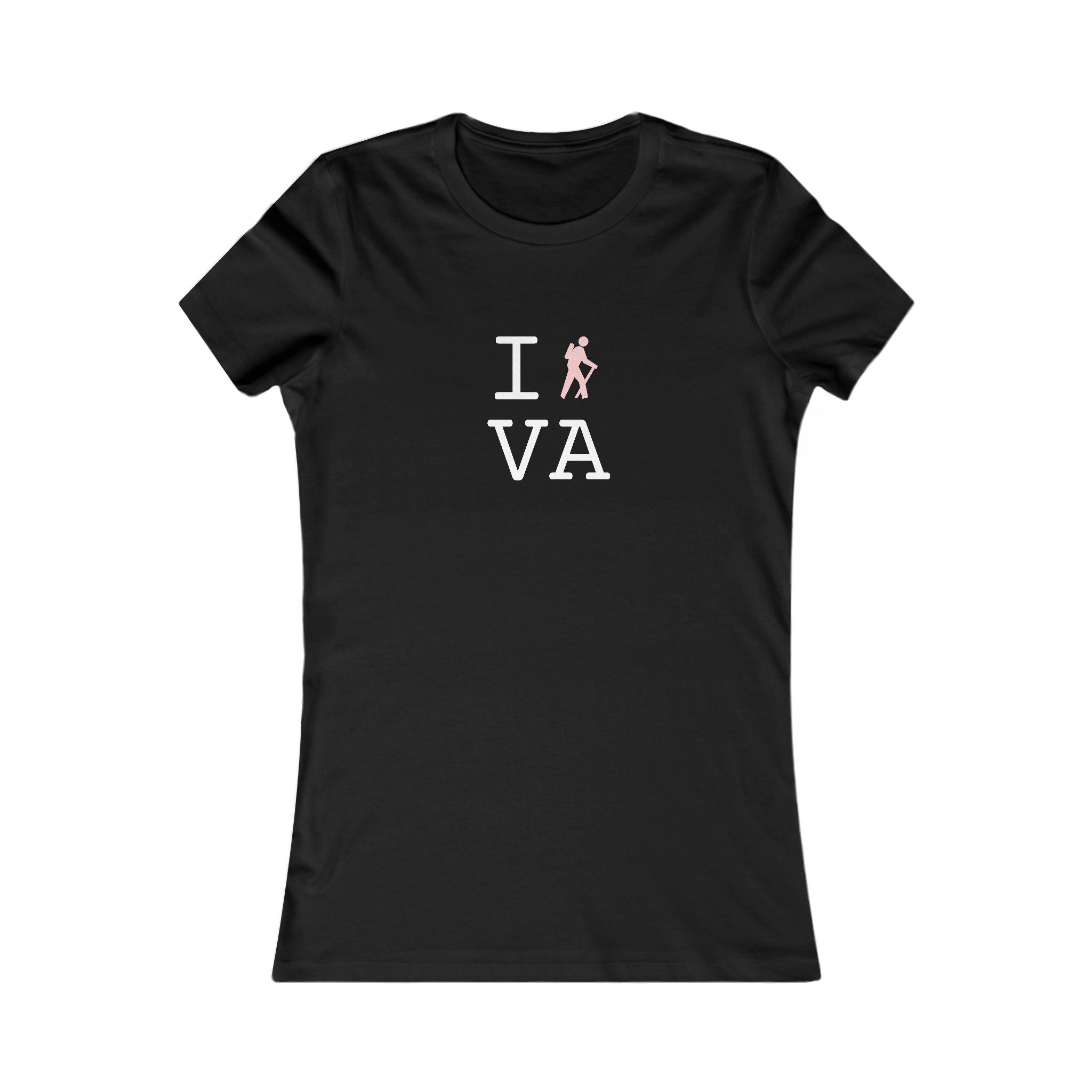 "I Hike ___" women's T, pink hiker