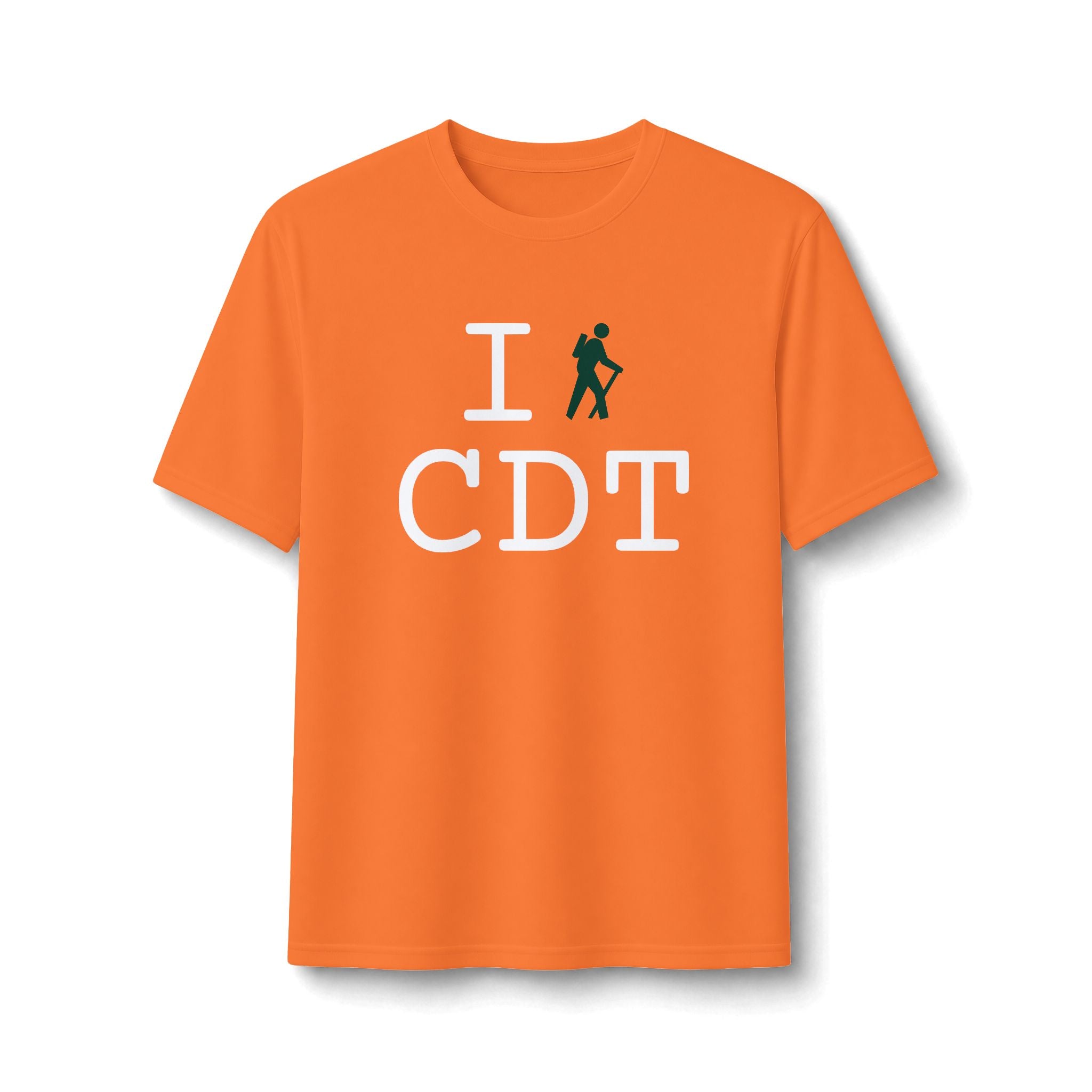 "I Hike ___" athletic T, dark green hiker
