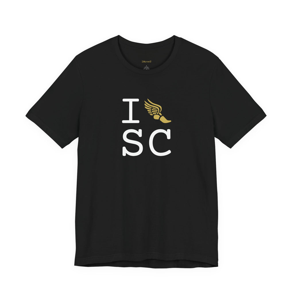 I Run ___ unisex T, gold logo