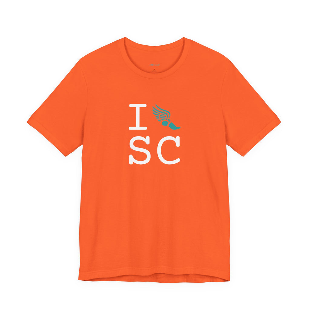 I Run ___ unisex T, teal logo
