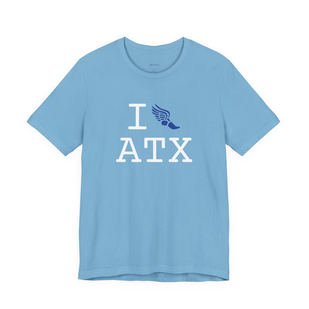I Run ___ unisex T, blue logo
