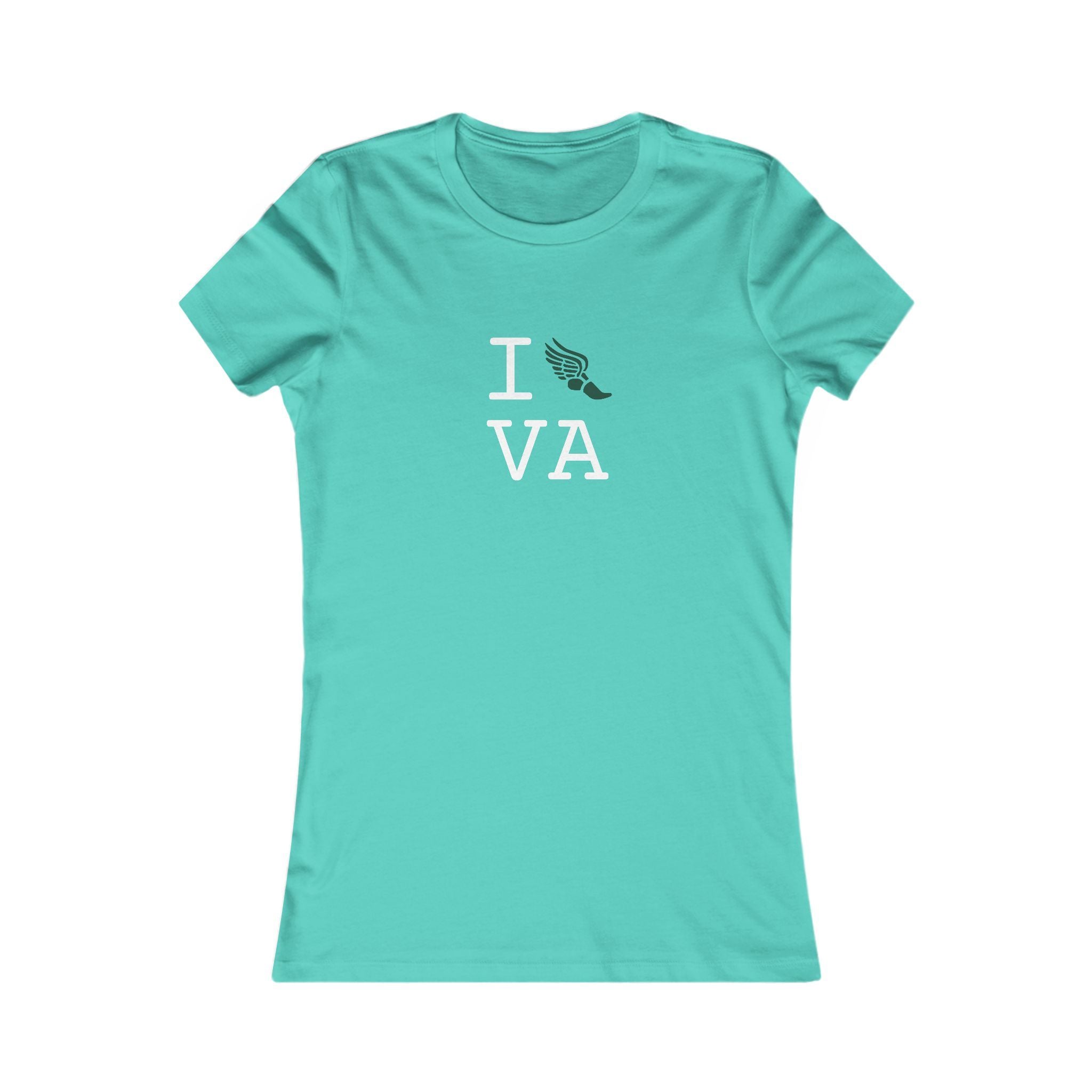 I Run ___ women's T, dark green logo