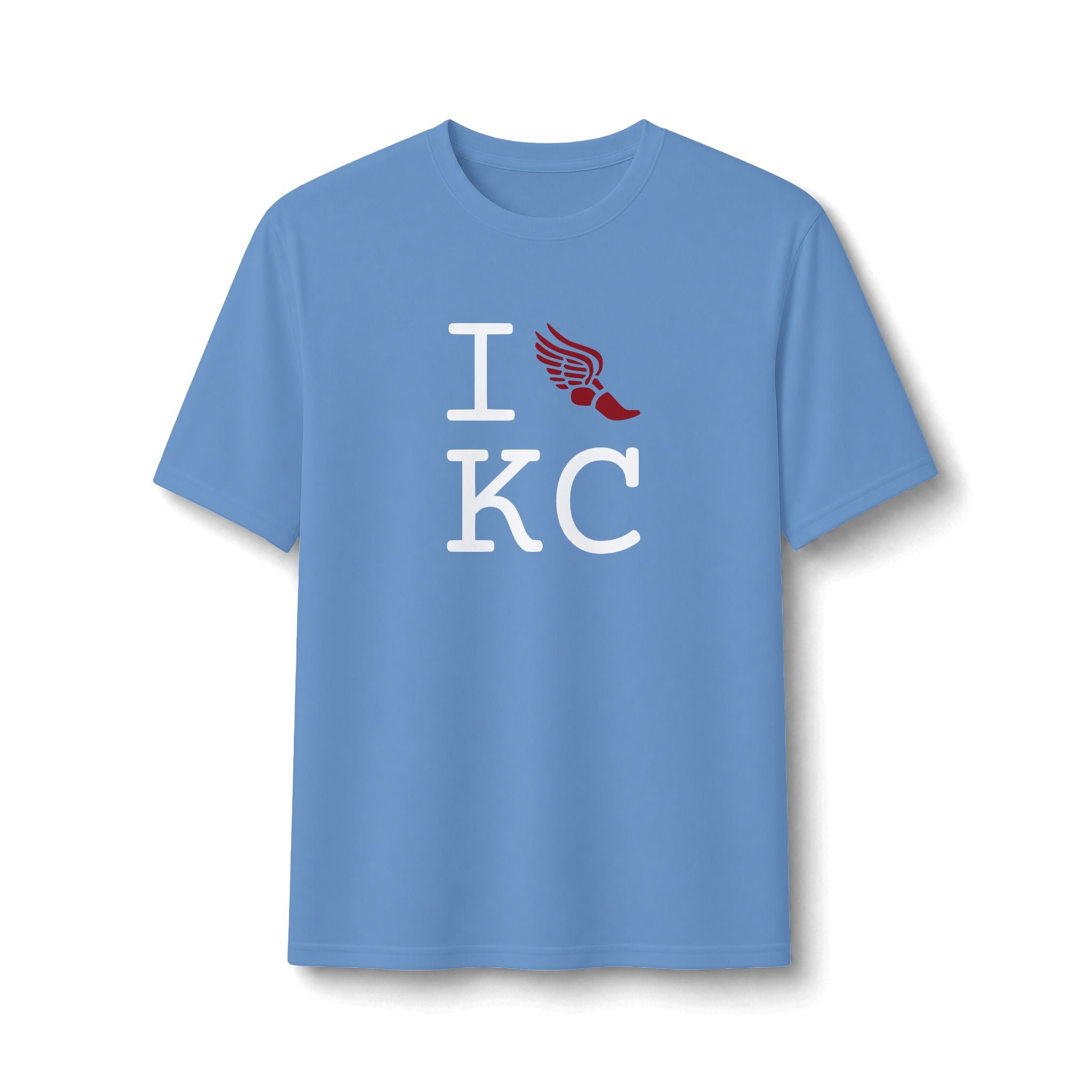 I Run ___ athletic T, crimson logo