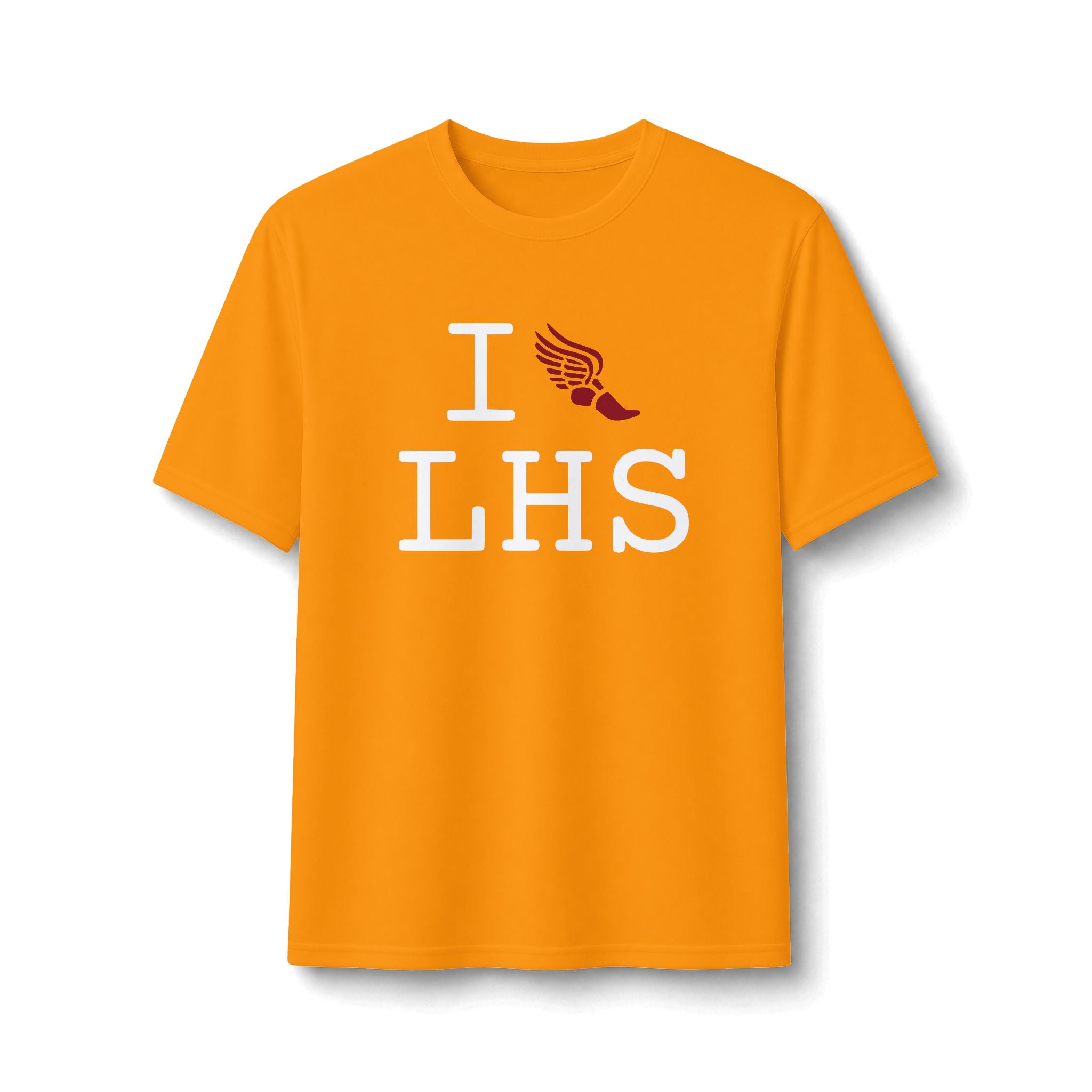 I Run ___ athletic T, crimson logo