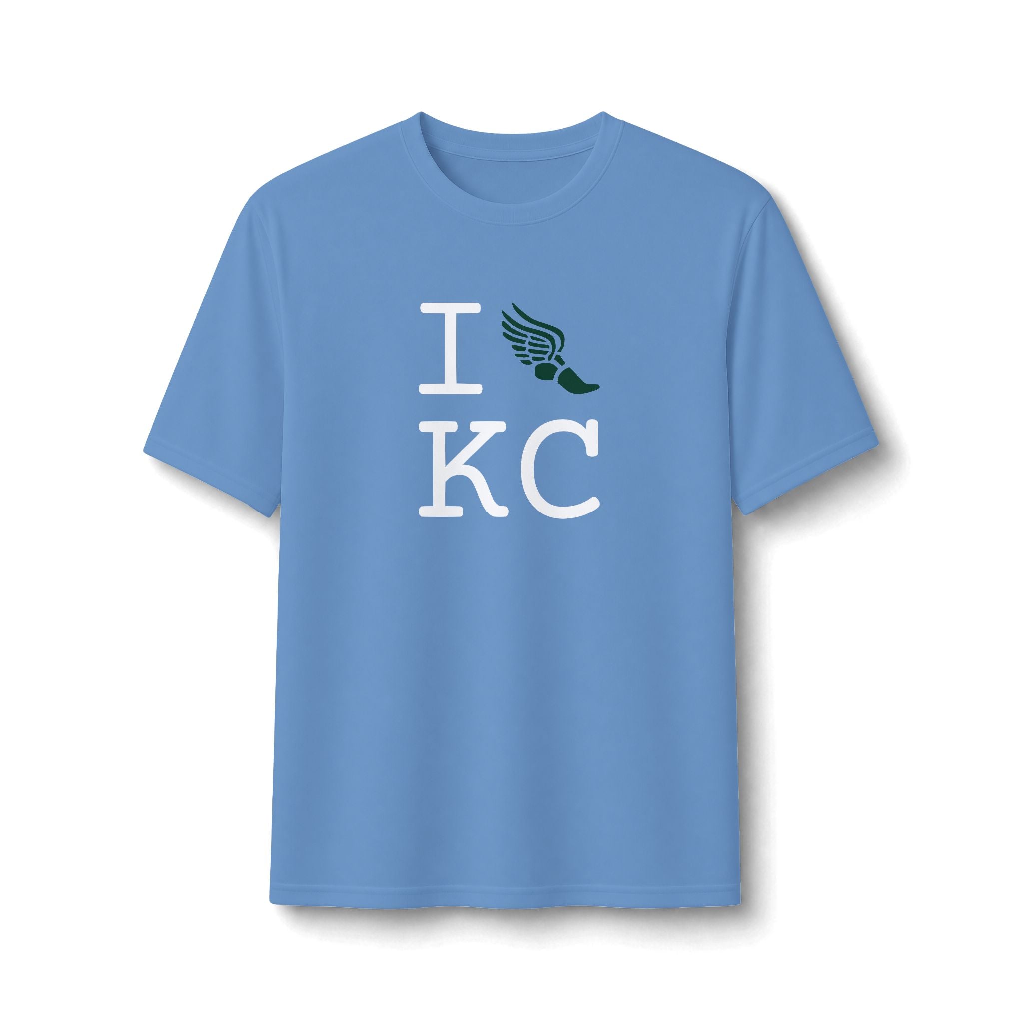 I Run ___ athletic T, dark green logo