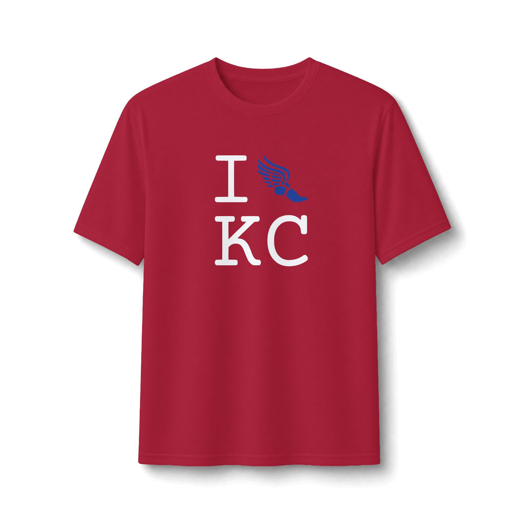 I Run ___ athletic T, blue logo
