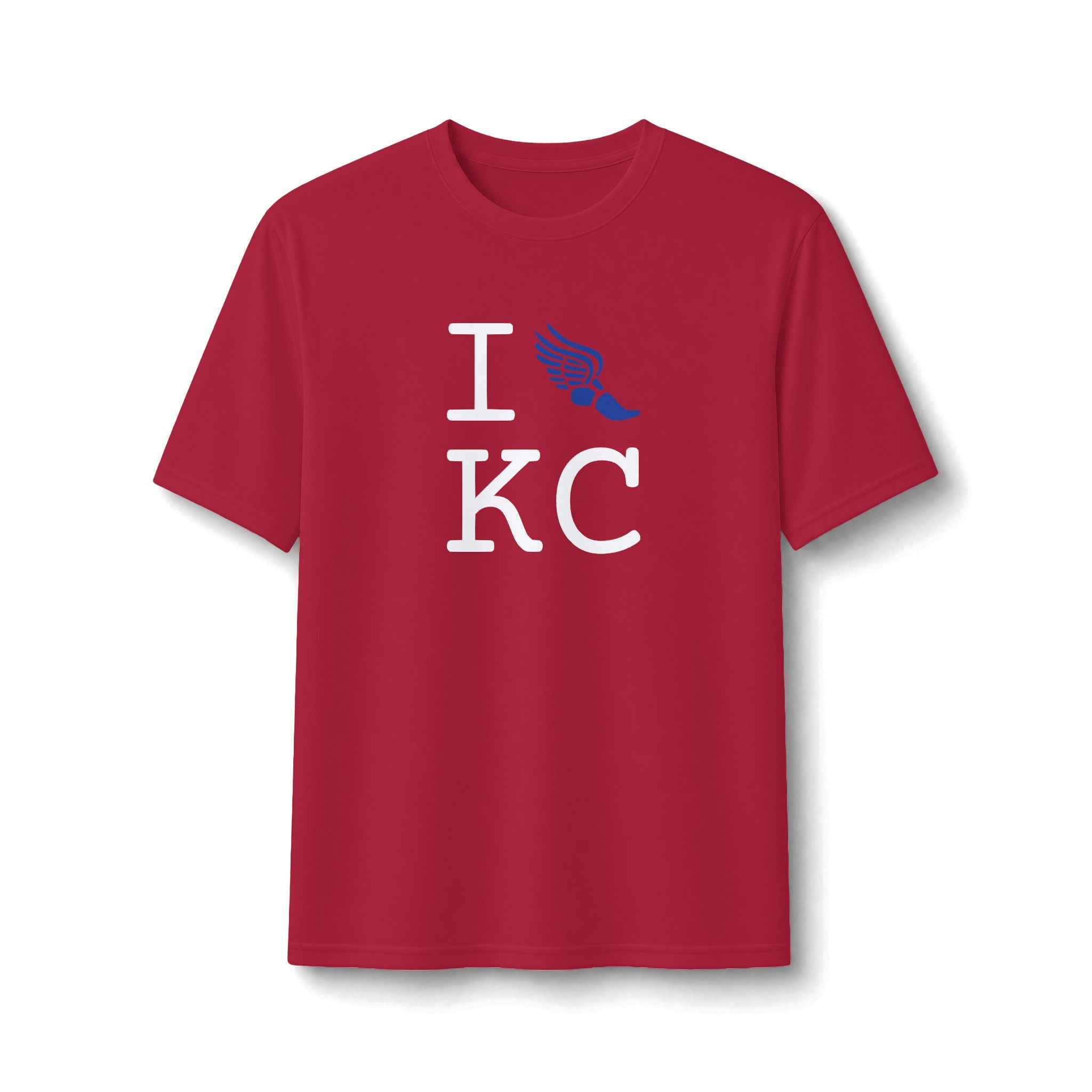 I Run ___ athletic T, blue logo