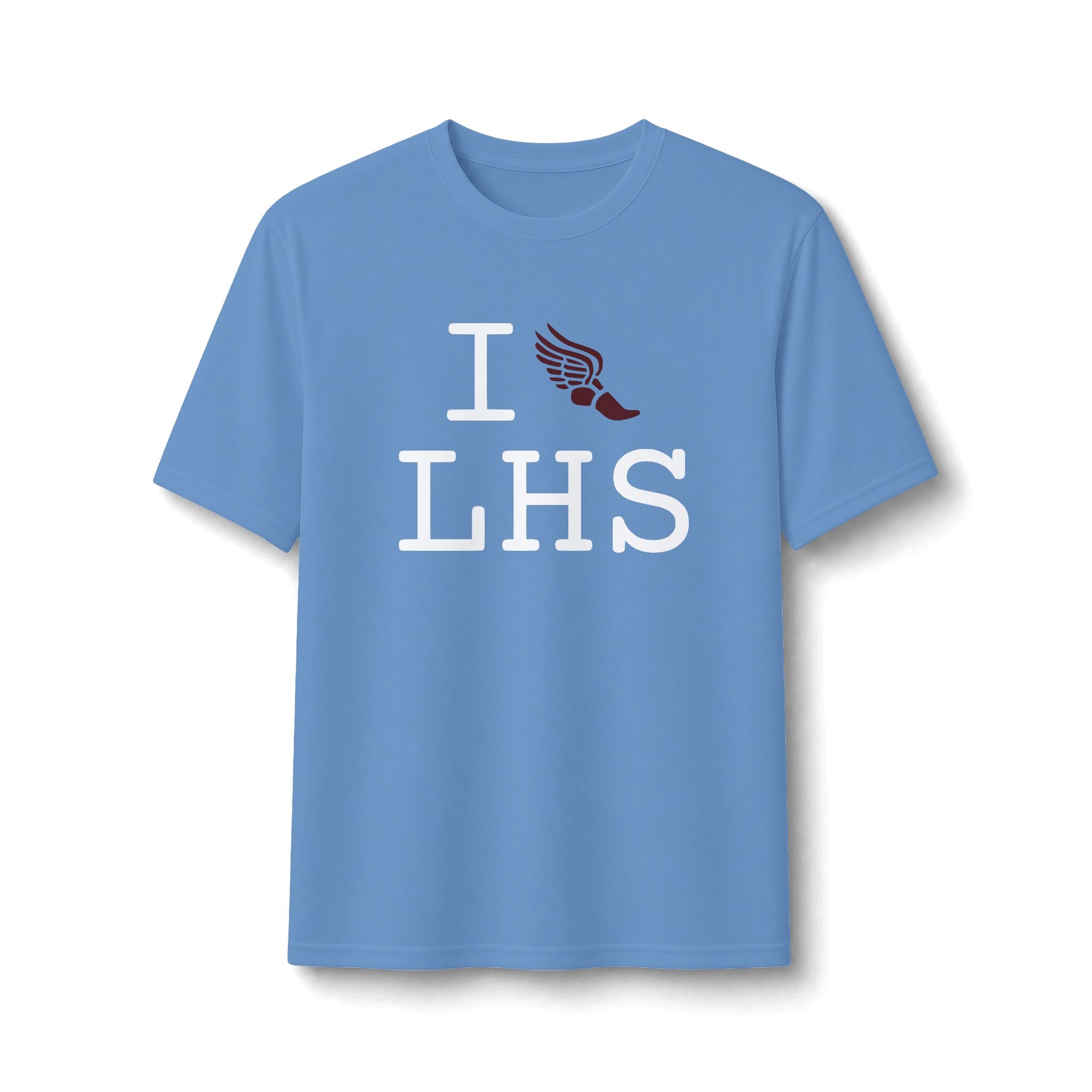 I Run ___ athletic T, maroon logo