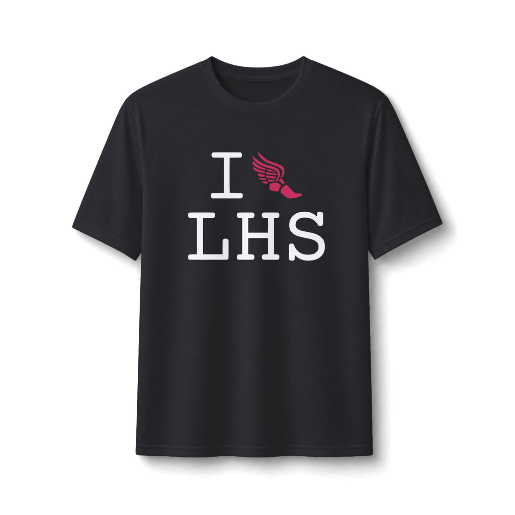 I Run ___ athletic T, hot pink logo