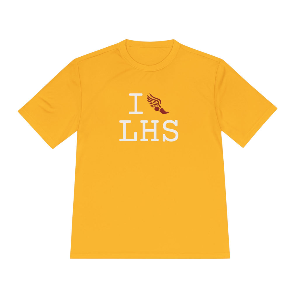 I Run athletic T, crimson logo