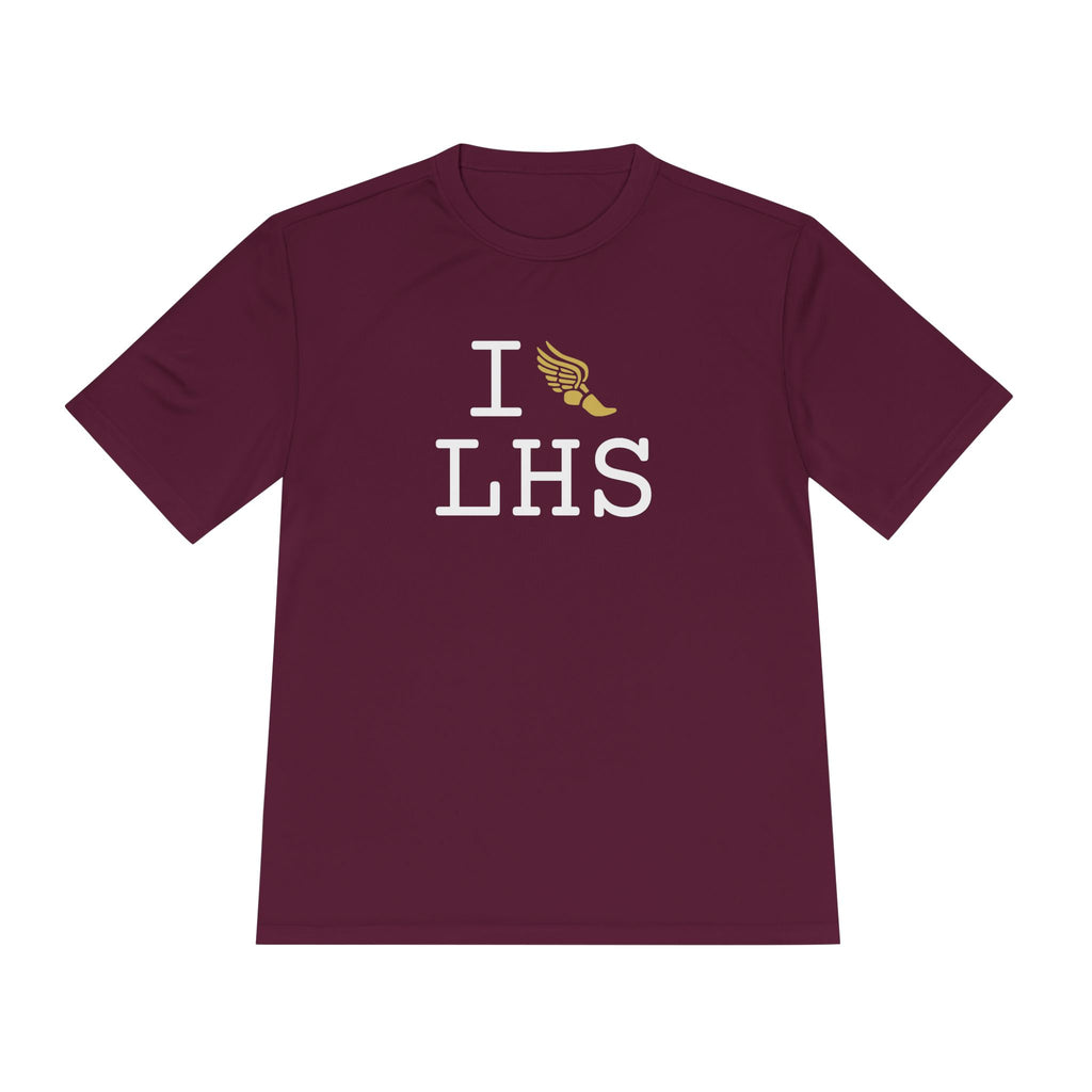 I Run athletic T, gold logo