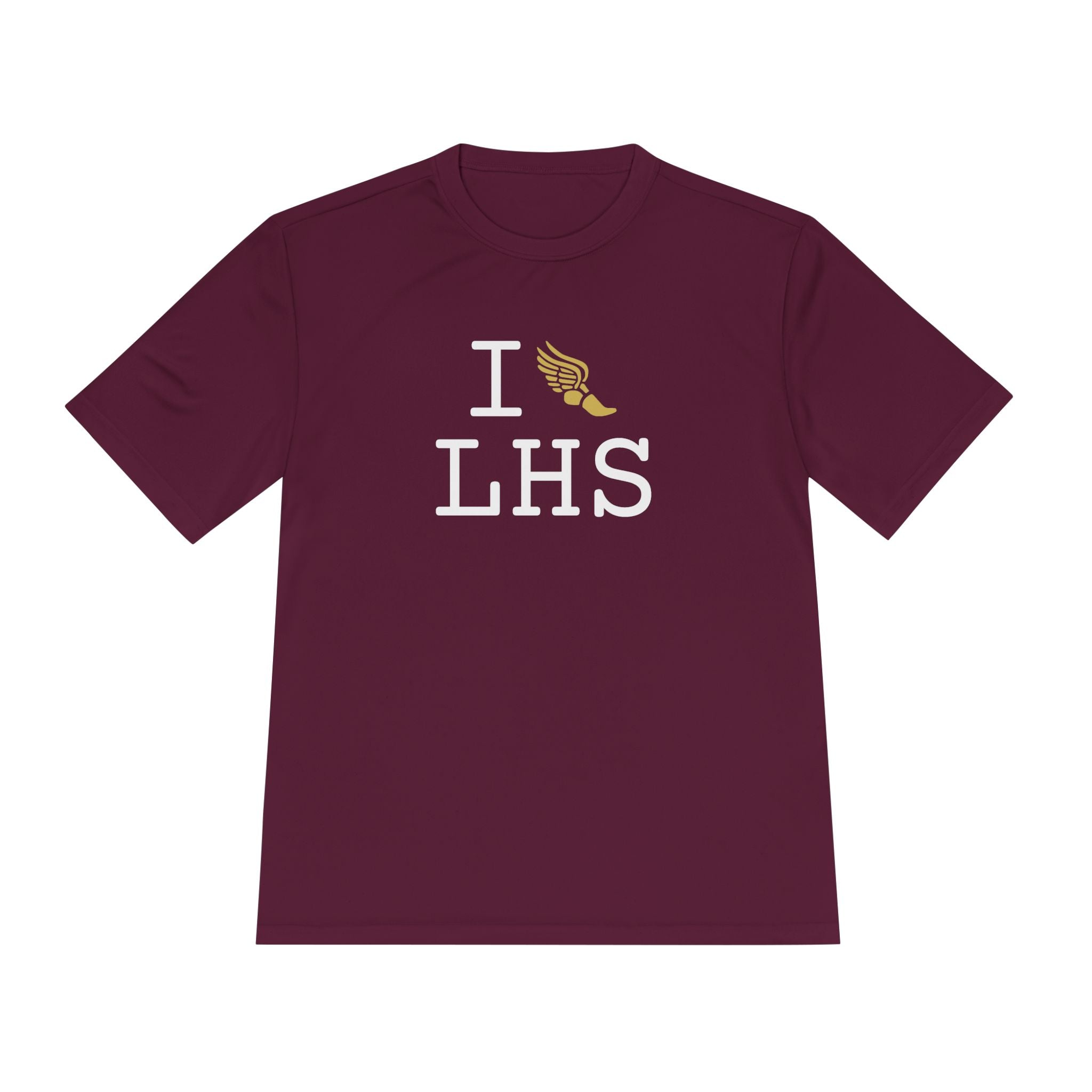 I Run athletic T, gold logo