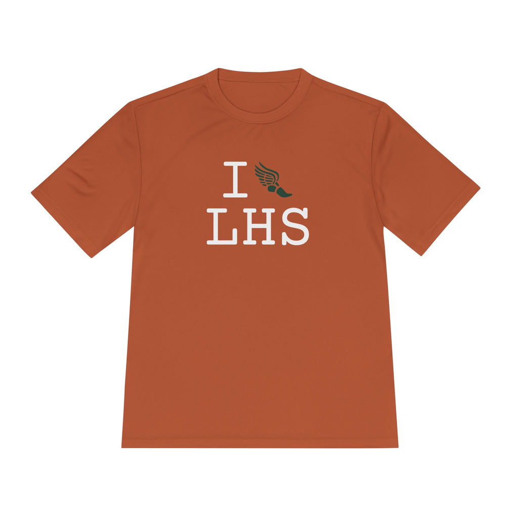 I Run athletic T, dark green logo