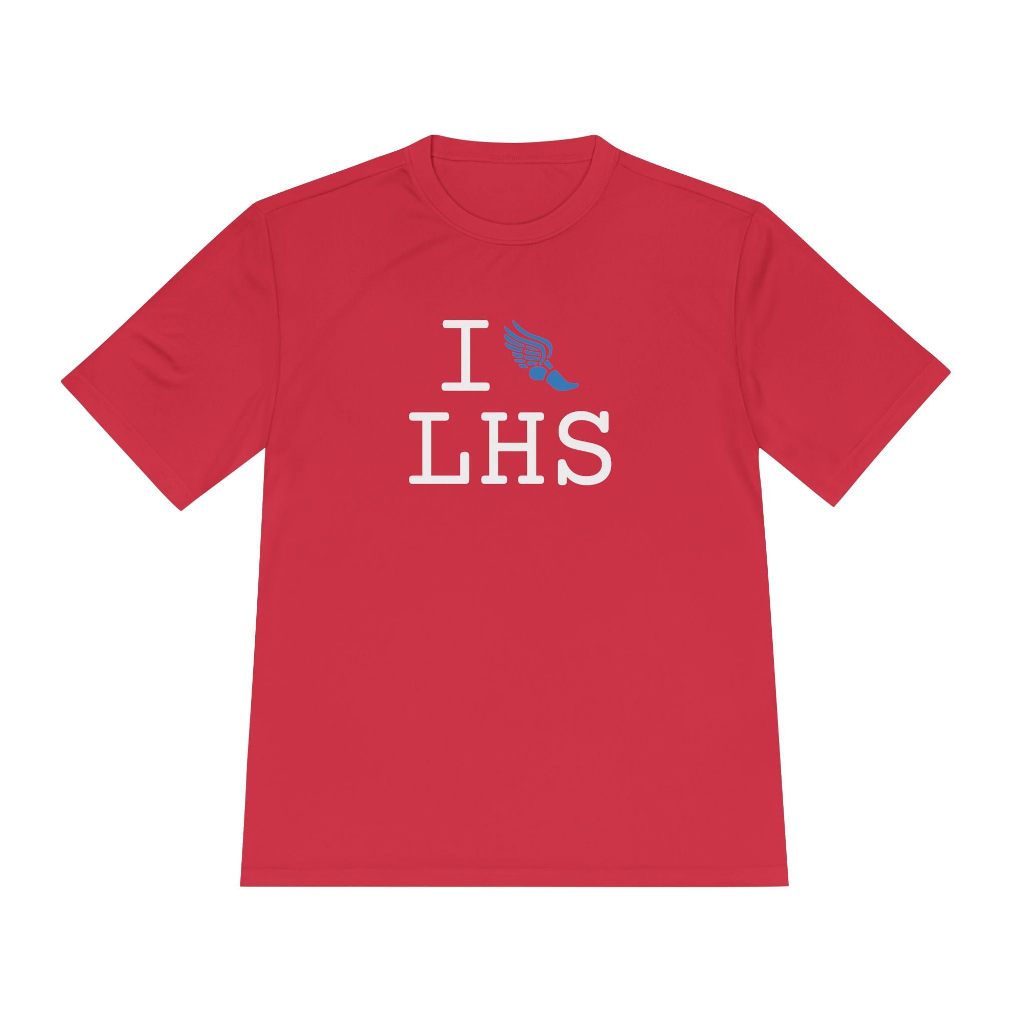 I Run athletic T, light blue logo