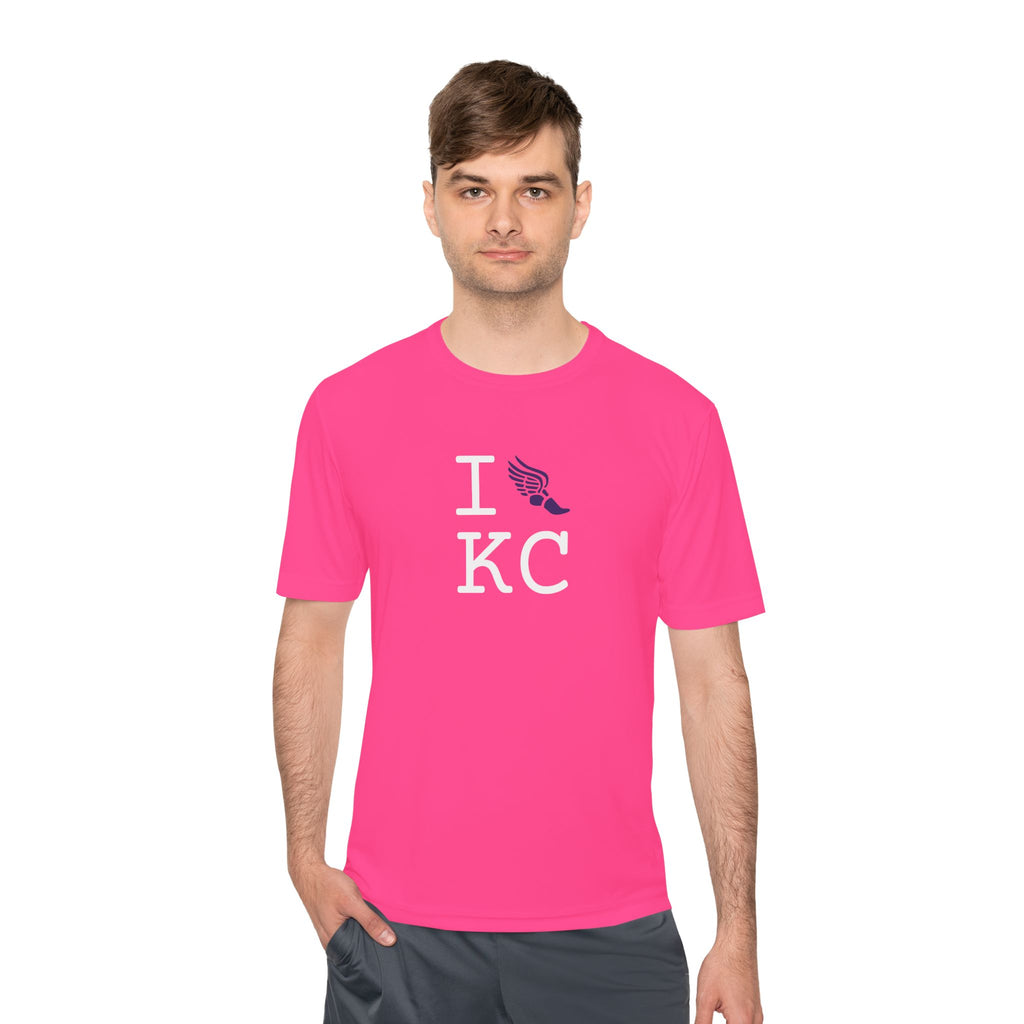 I Run athletic T, purple logo