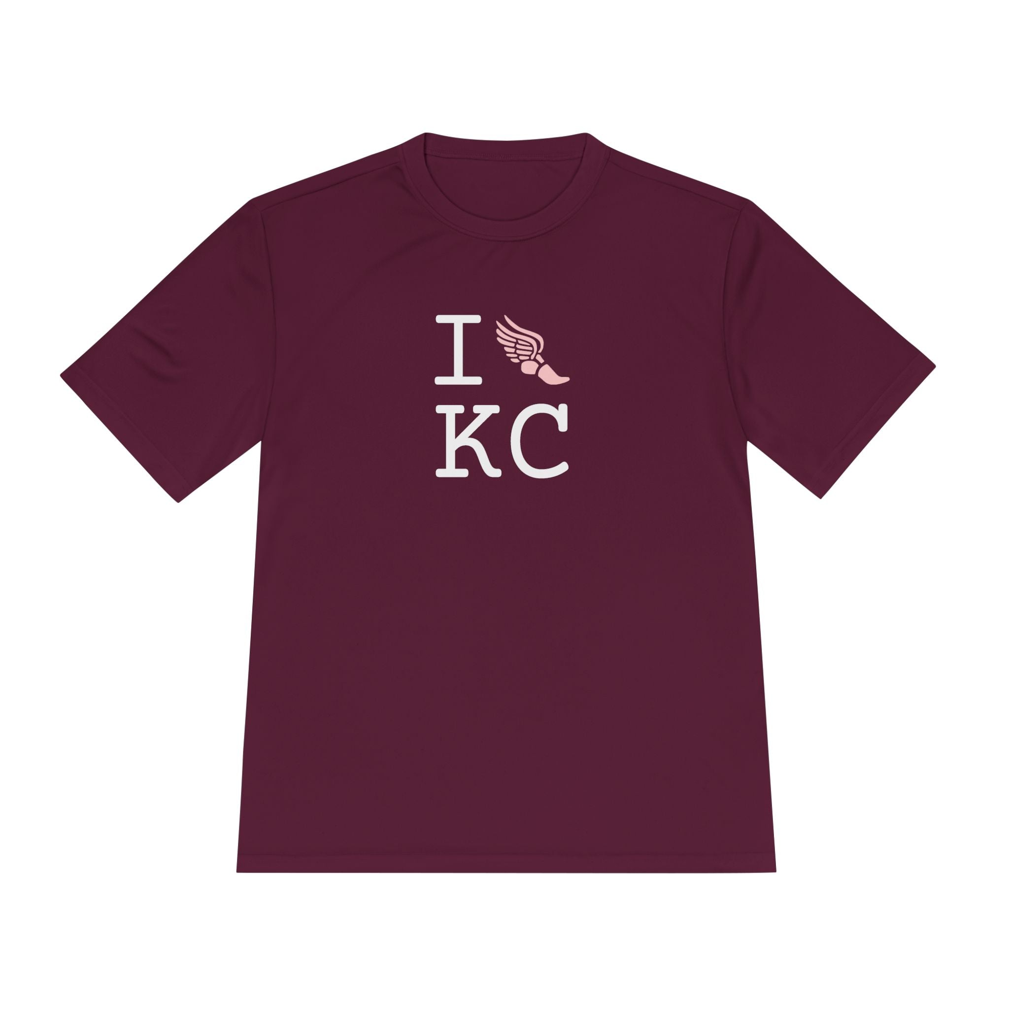 I Run athletic T, pink logo