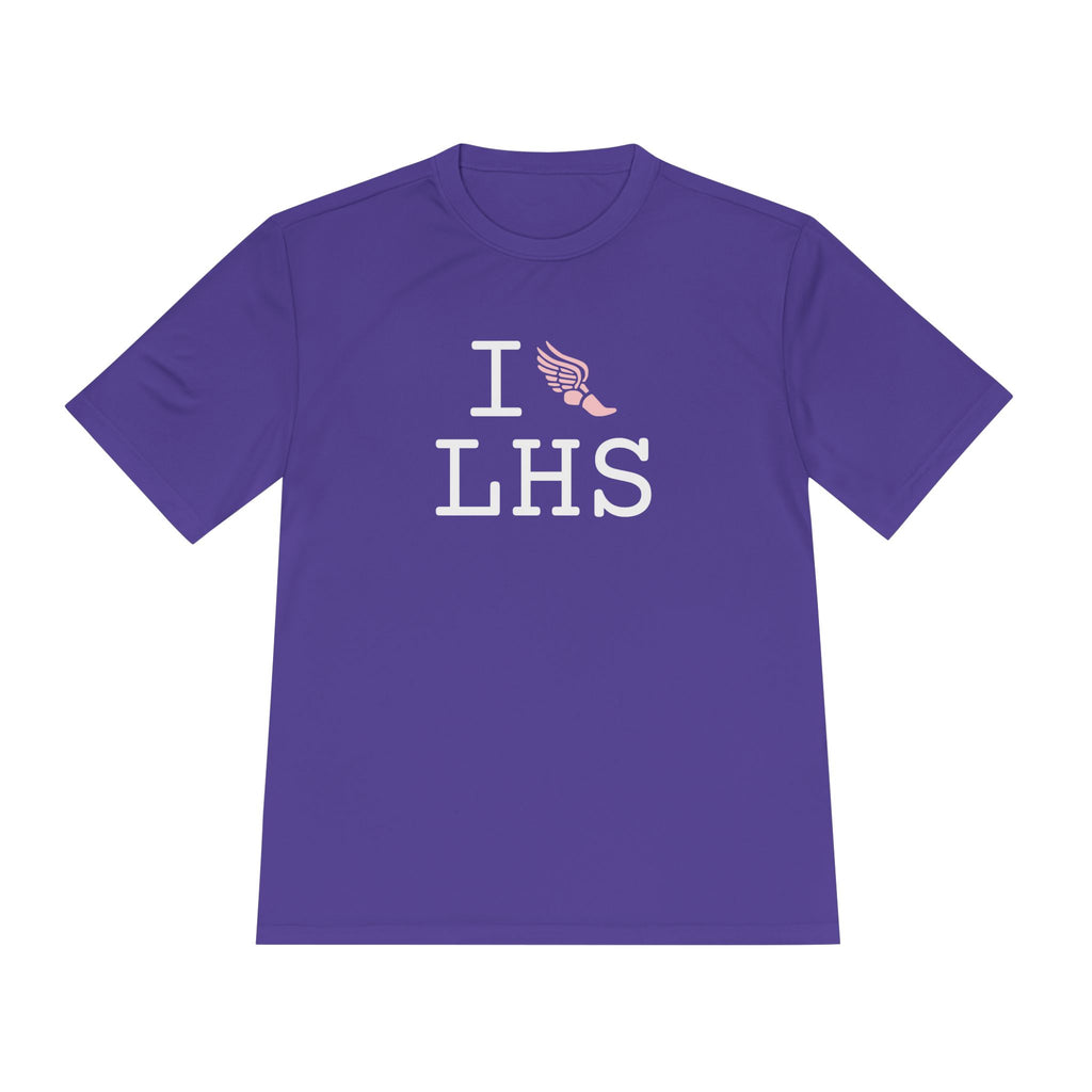 I Run athletic T, pink logo