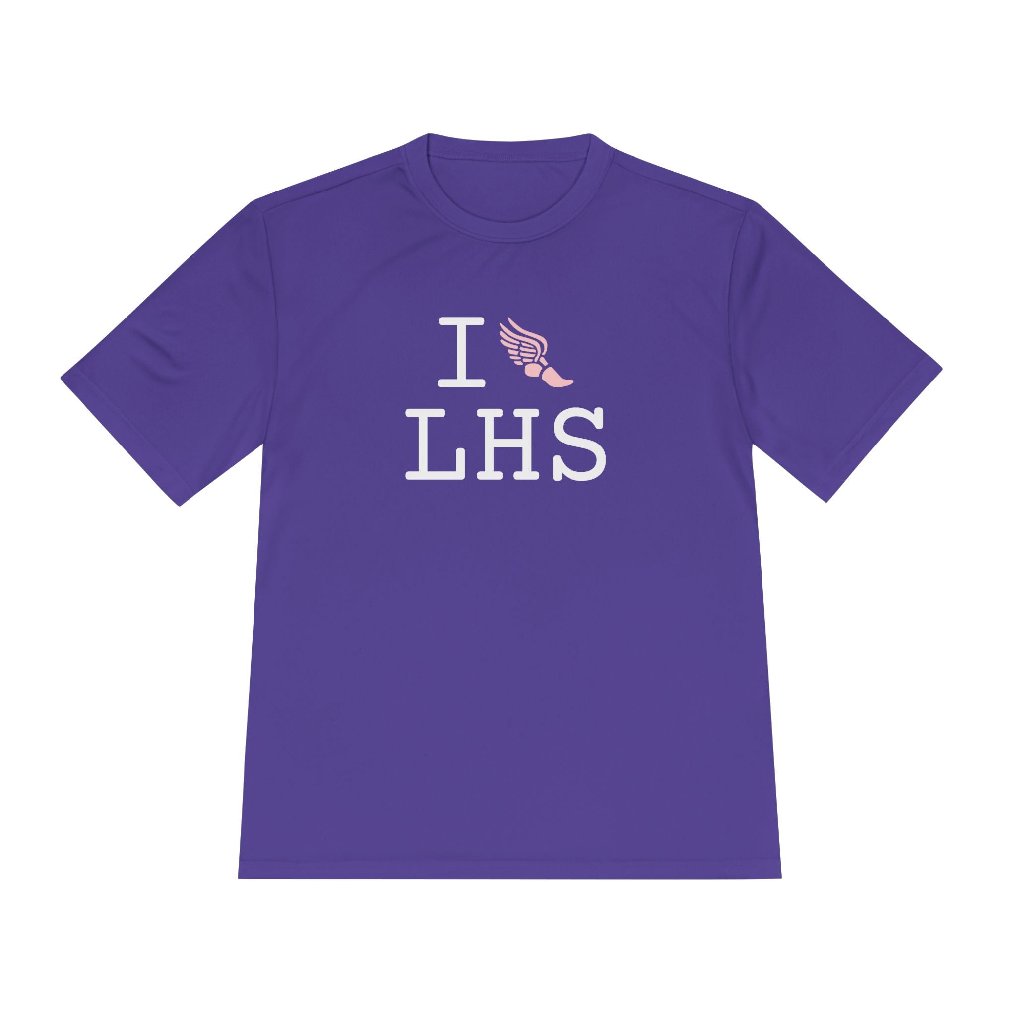 I Run athletic T, pink logo