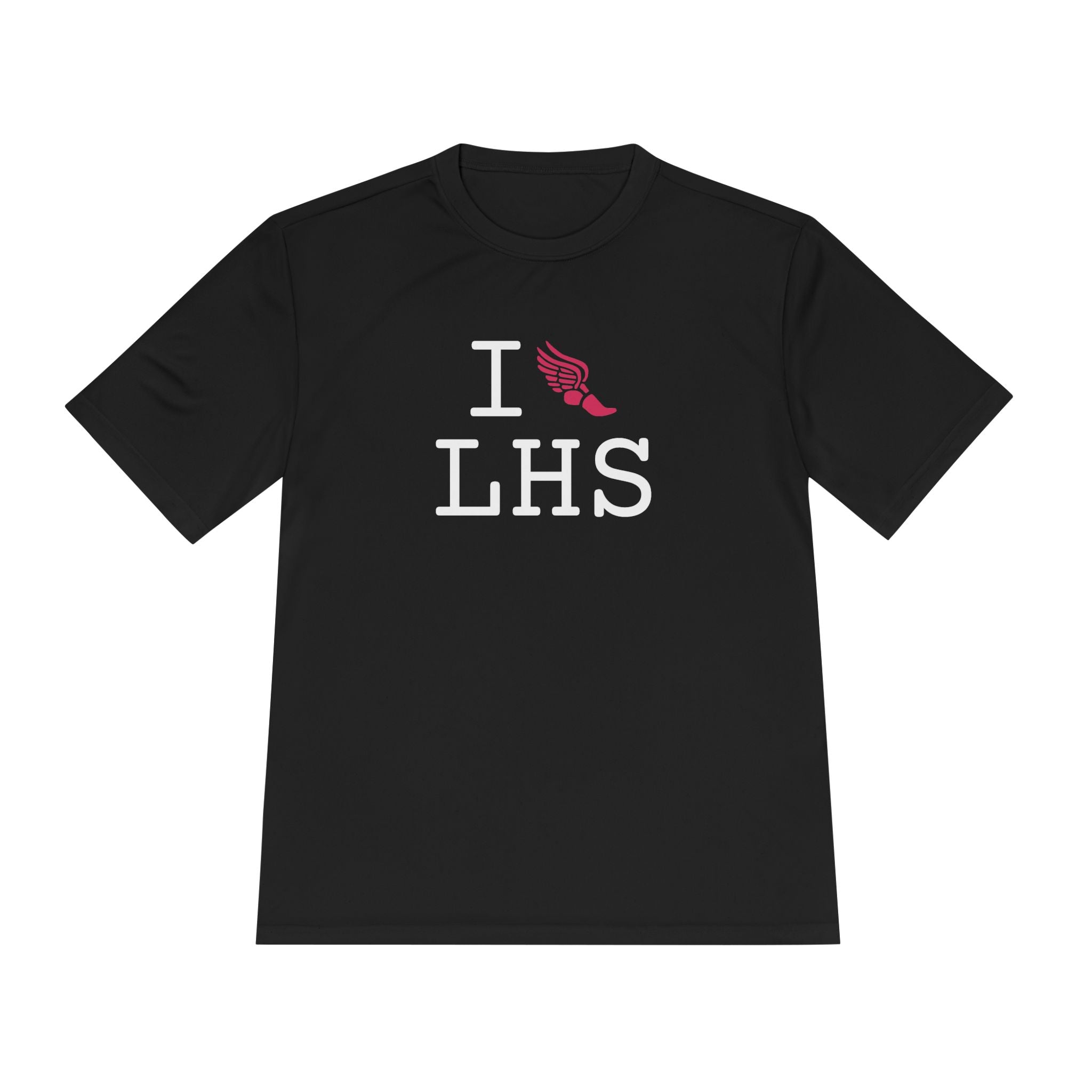 I Run athletic T, hot pink logo