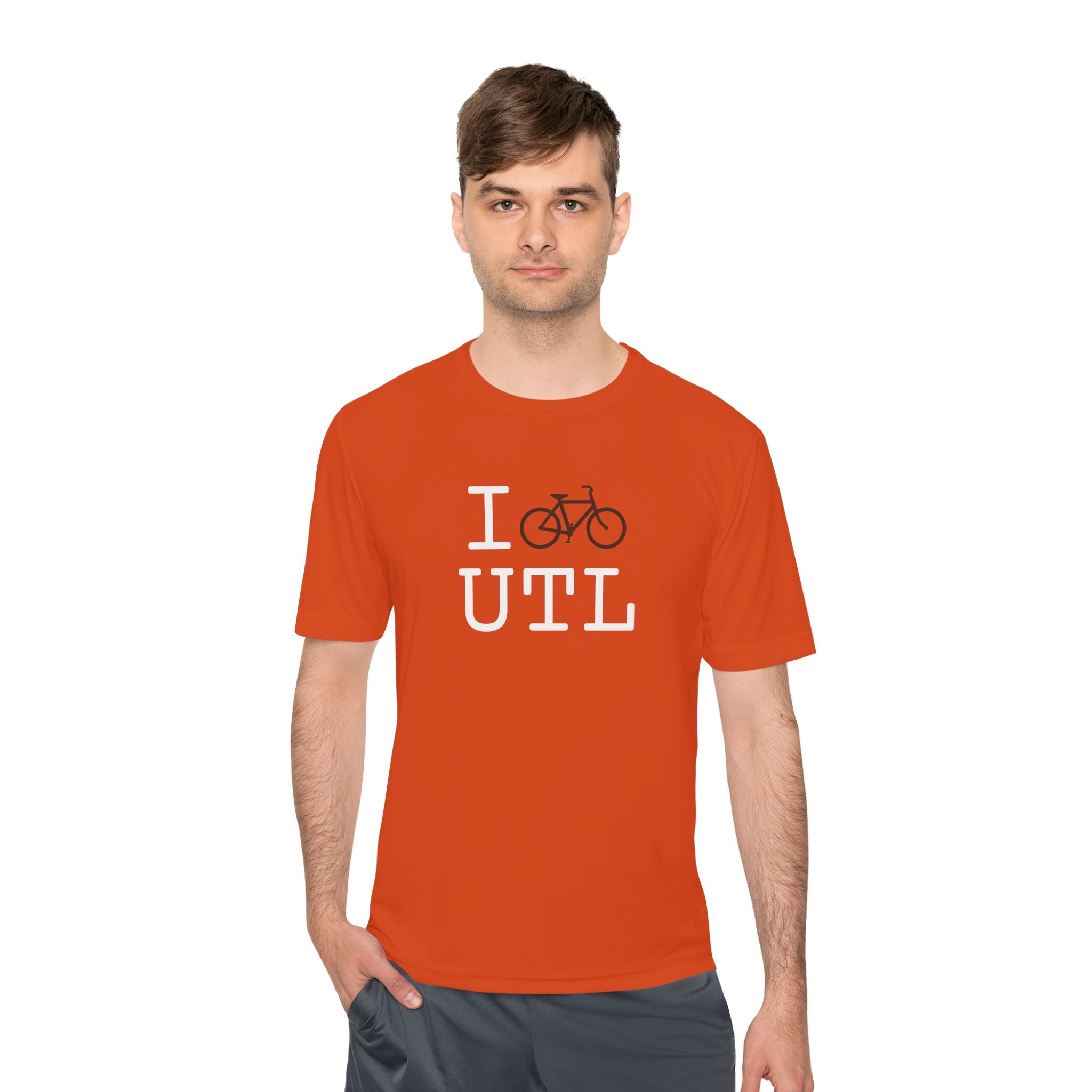 I Bike athletic T, brown bike