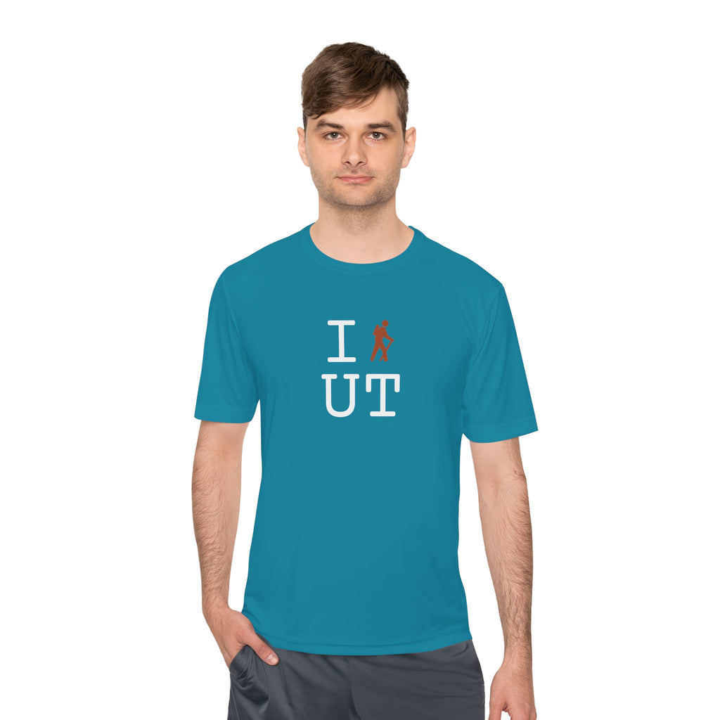 I Hike athletic T, autumn hiker