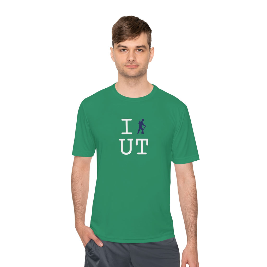 I Hike athletic T, navy hiker