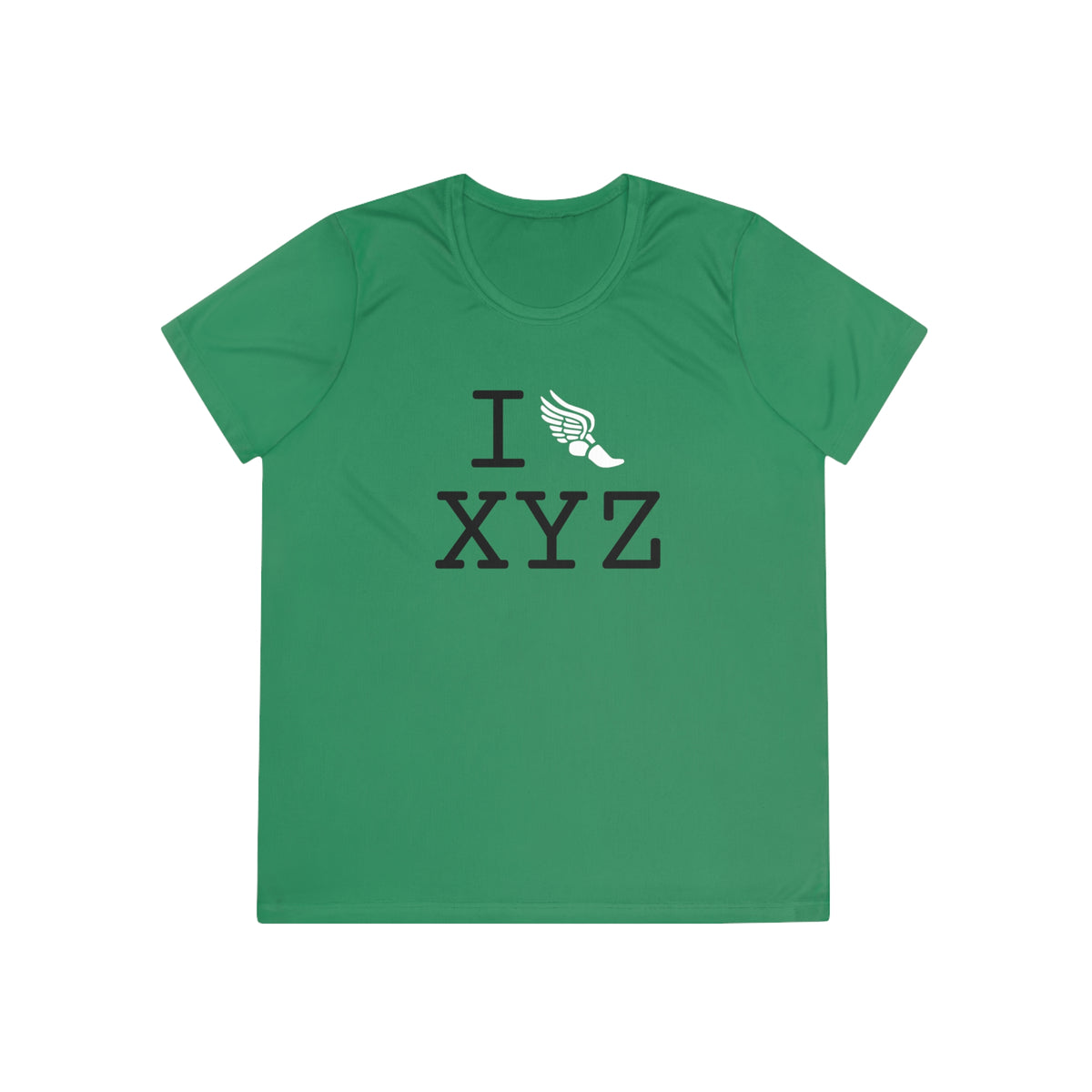 I Run women's athletic T, white logo