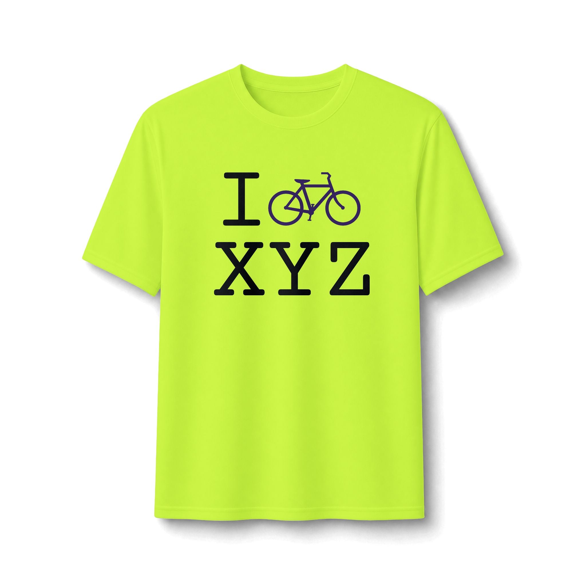 "I Bike ___" athletic T, purple bike