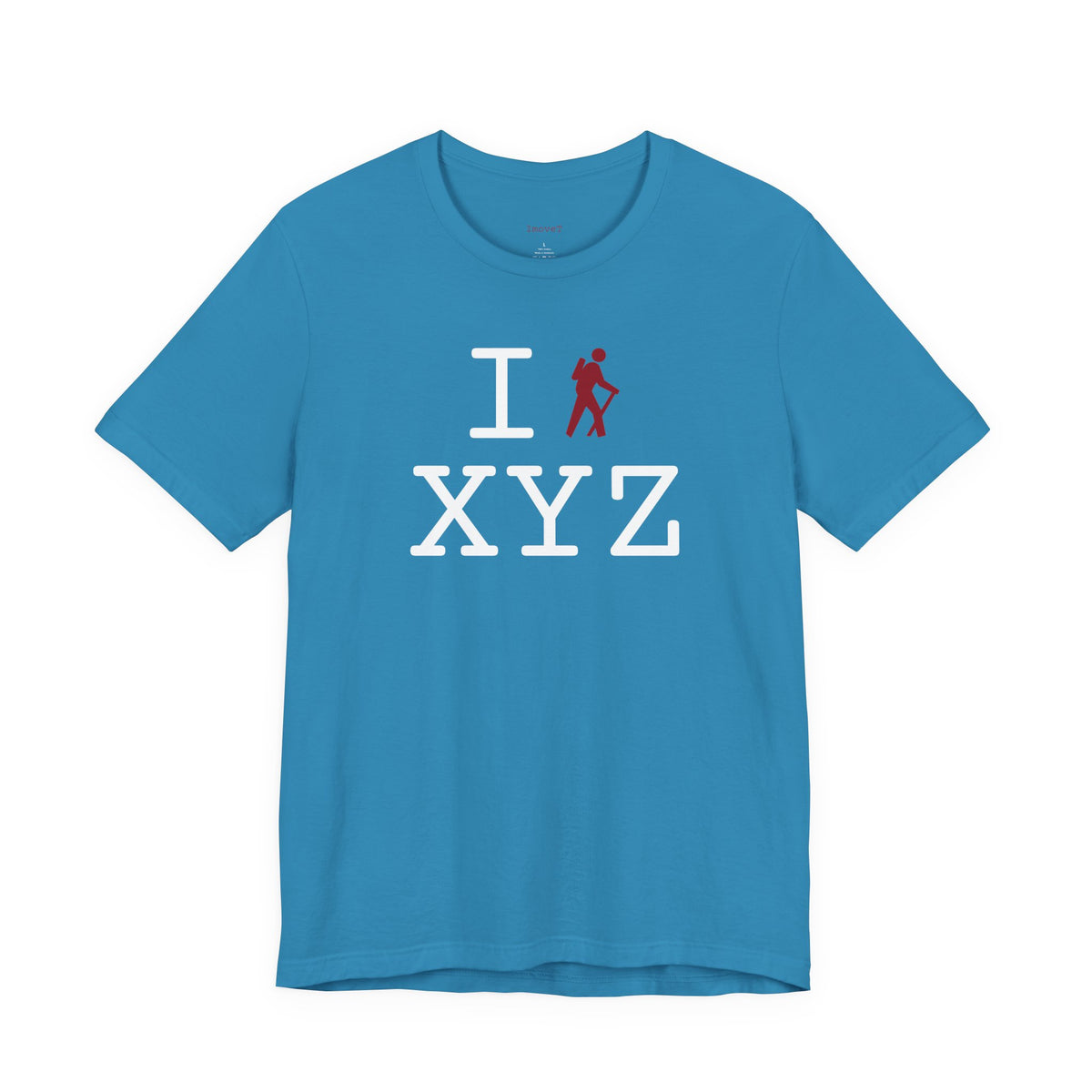 I Hike unisex T, crimson hiker