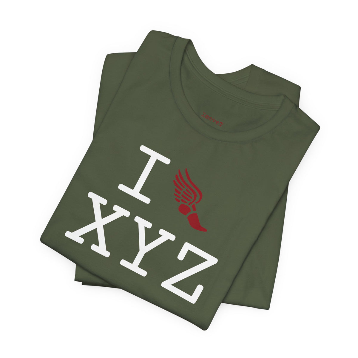I Run unisex T, crimson logo