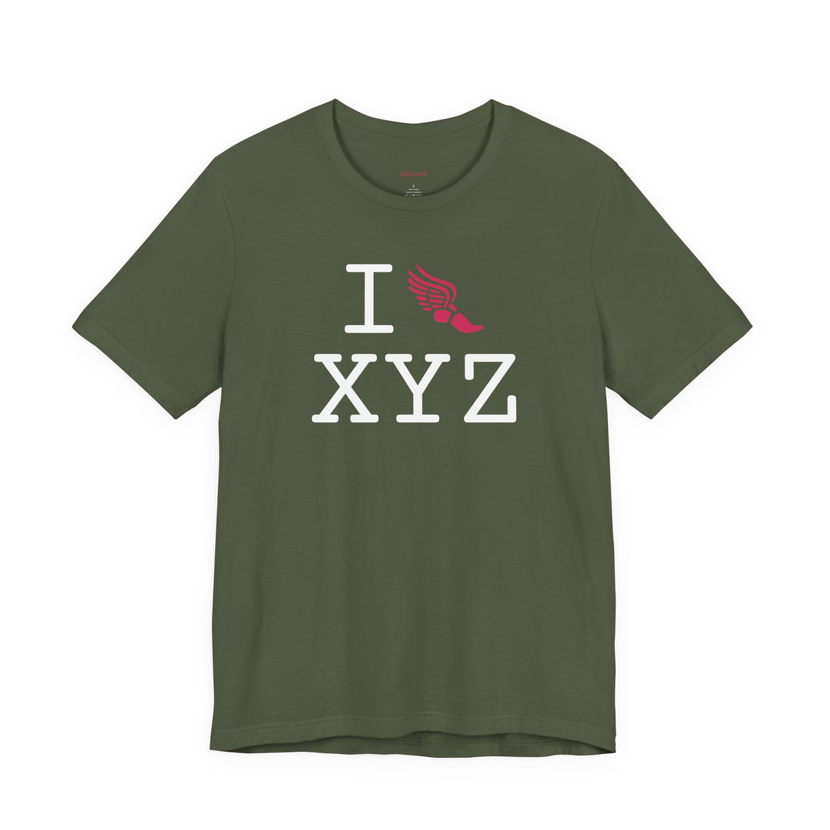 I Run unisex T, hot pink logo