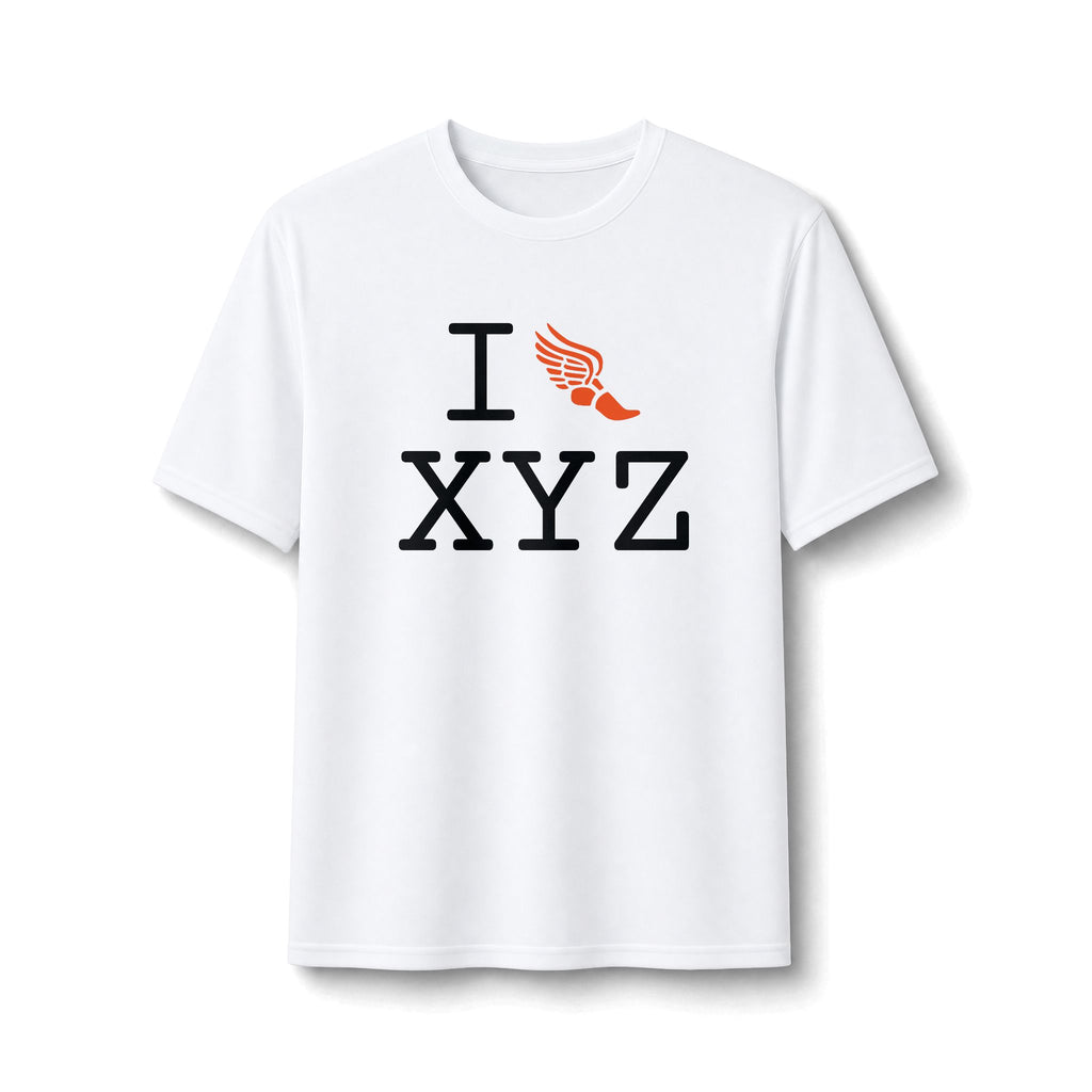 I Run ___ athletic T, orange logo