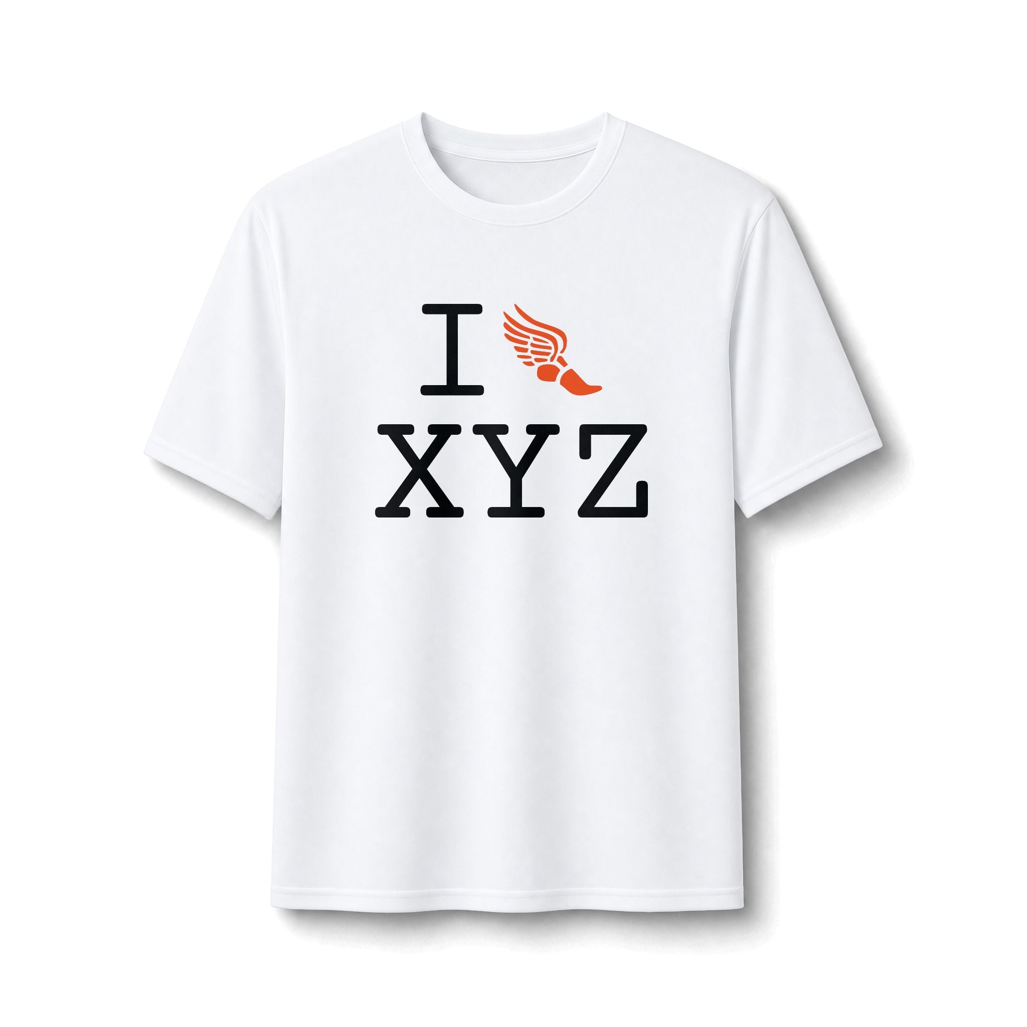 I Run ___ athletic T, orange logo