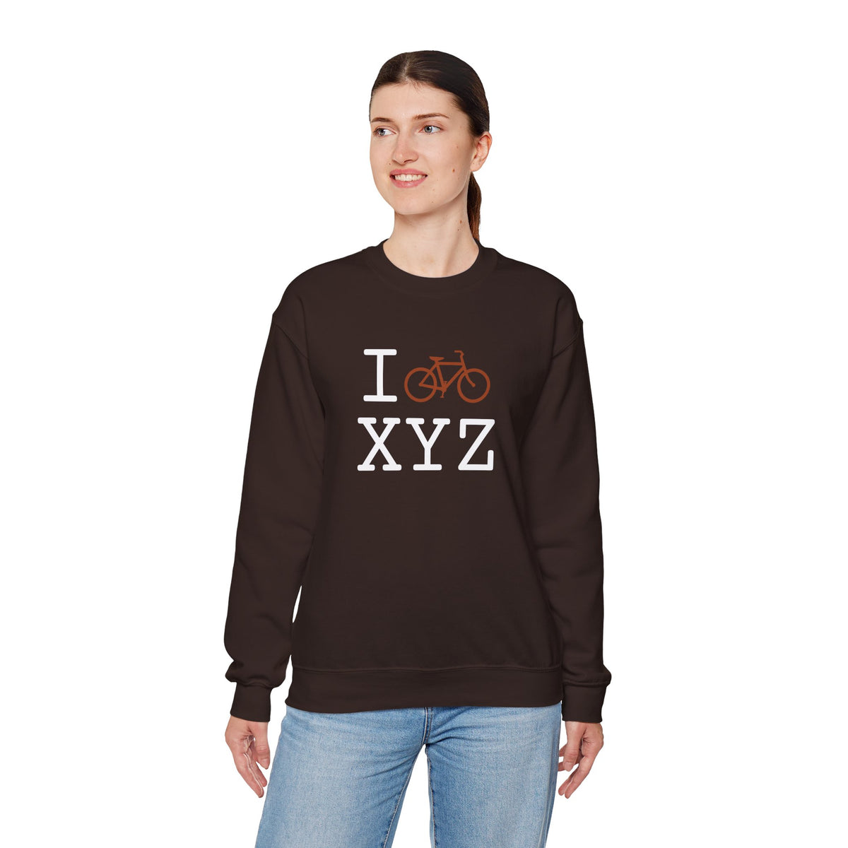 I Bike sweatshirt, dark orange bike