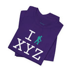 I Hike unisex T, teal hiker