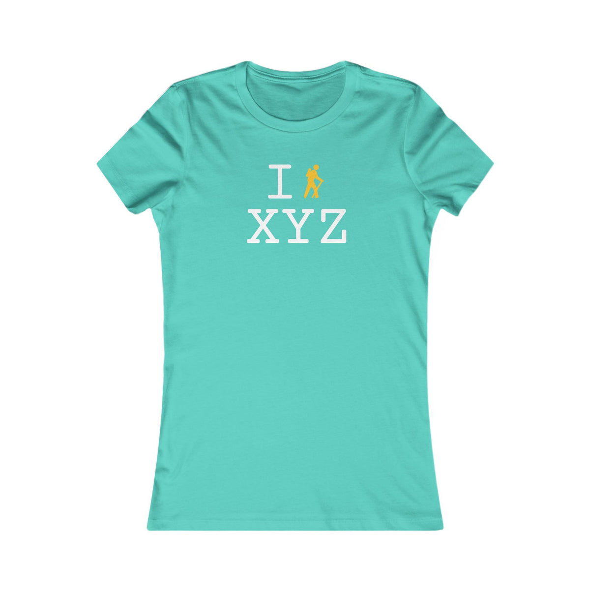 I Hike women's T, yellow hiker