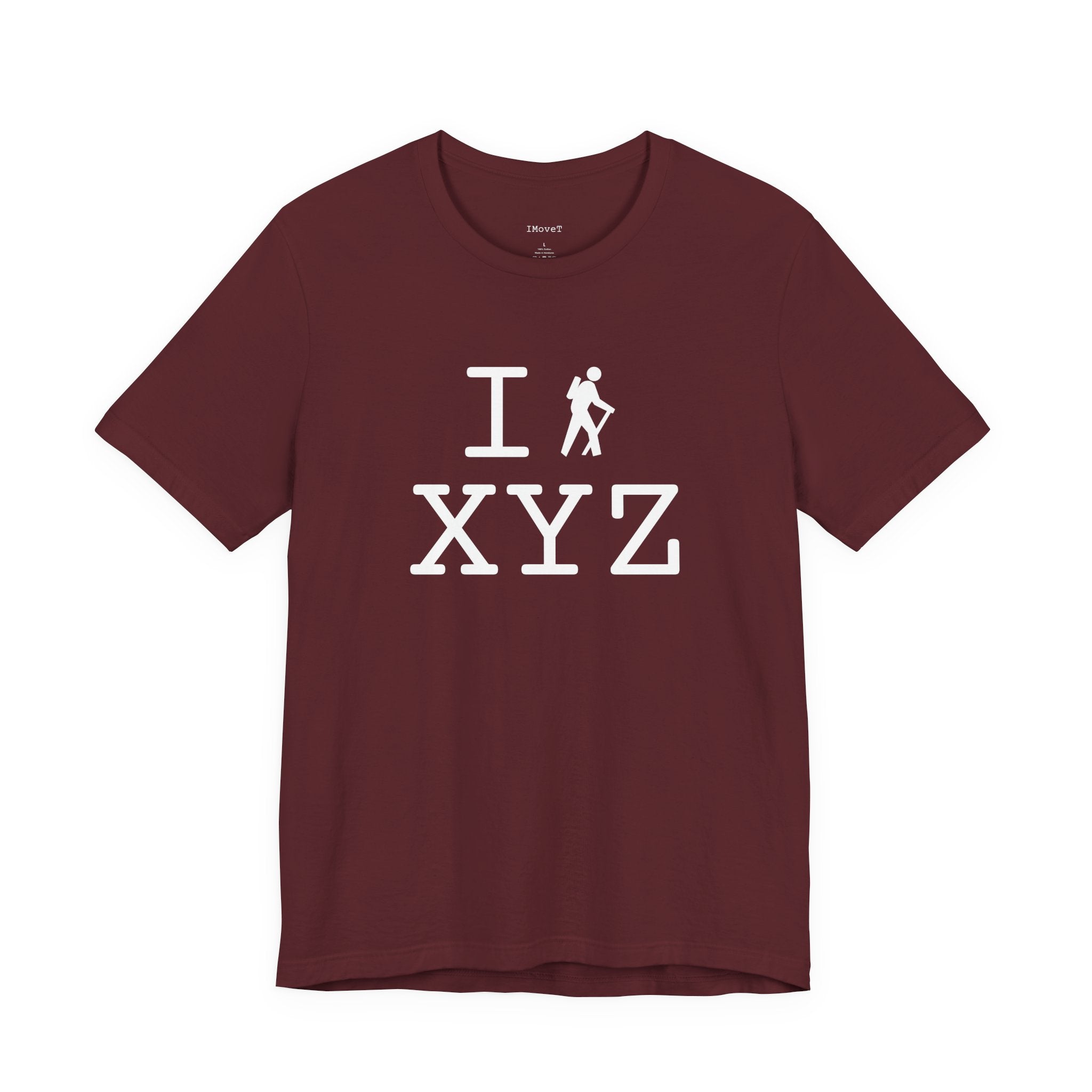 I Hike ___ unisex T, white hiker