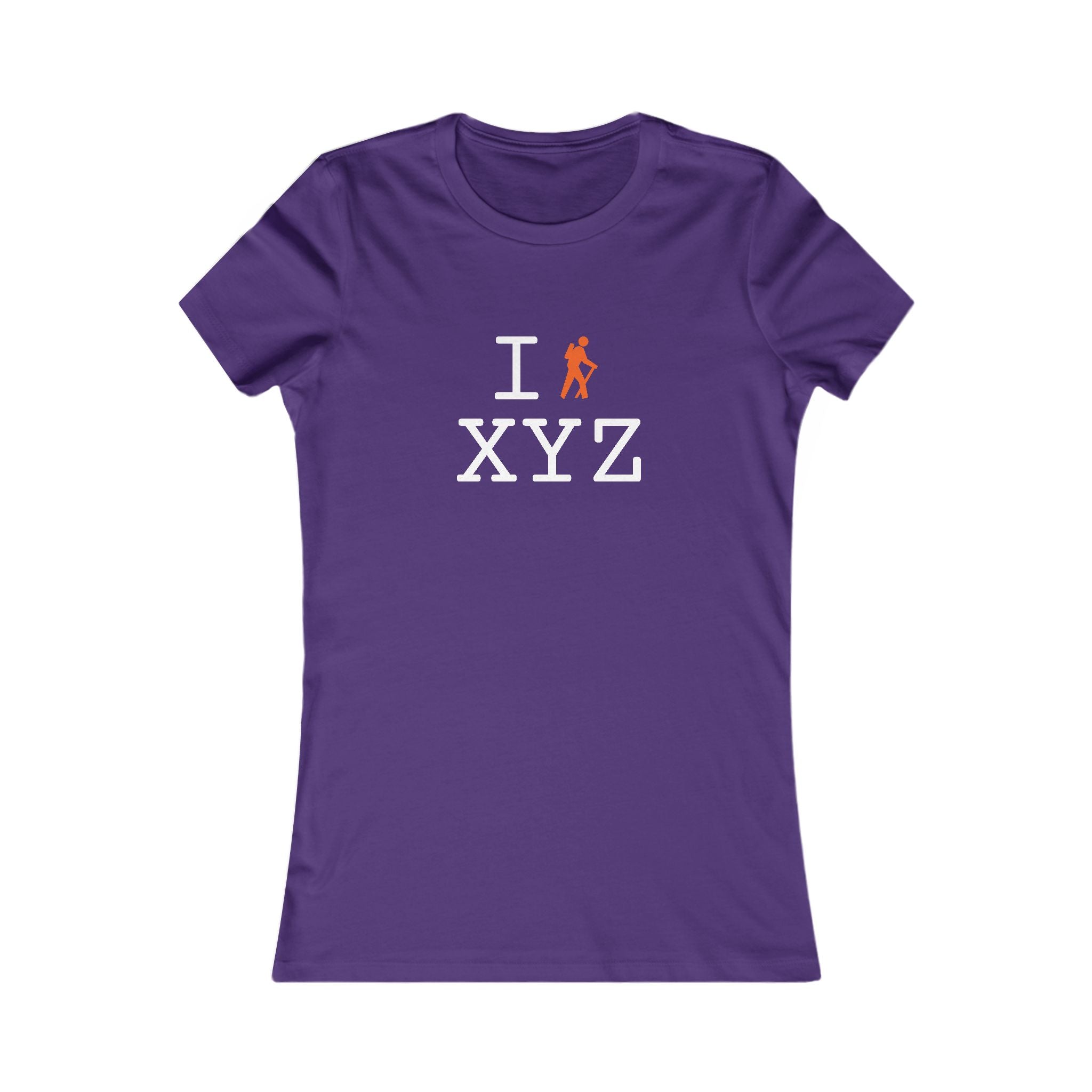 "I Hike ___" women's T, orange hiker