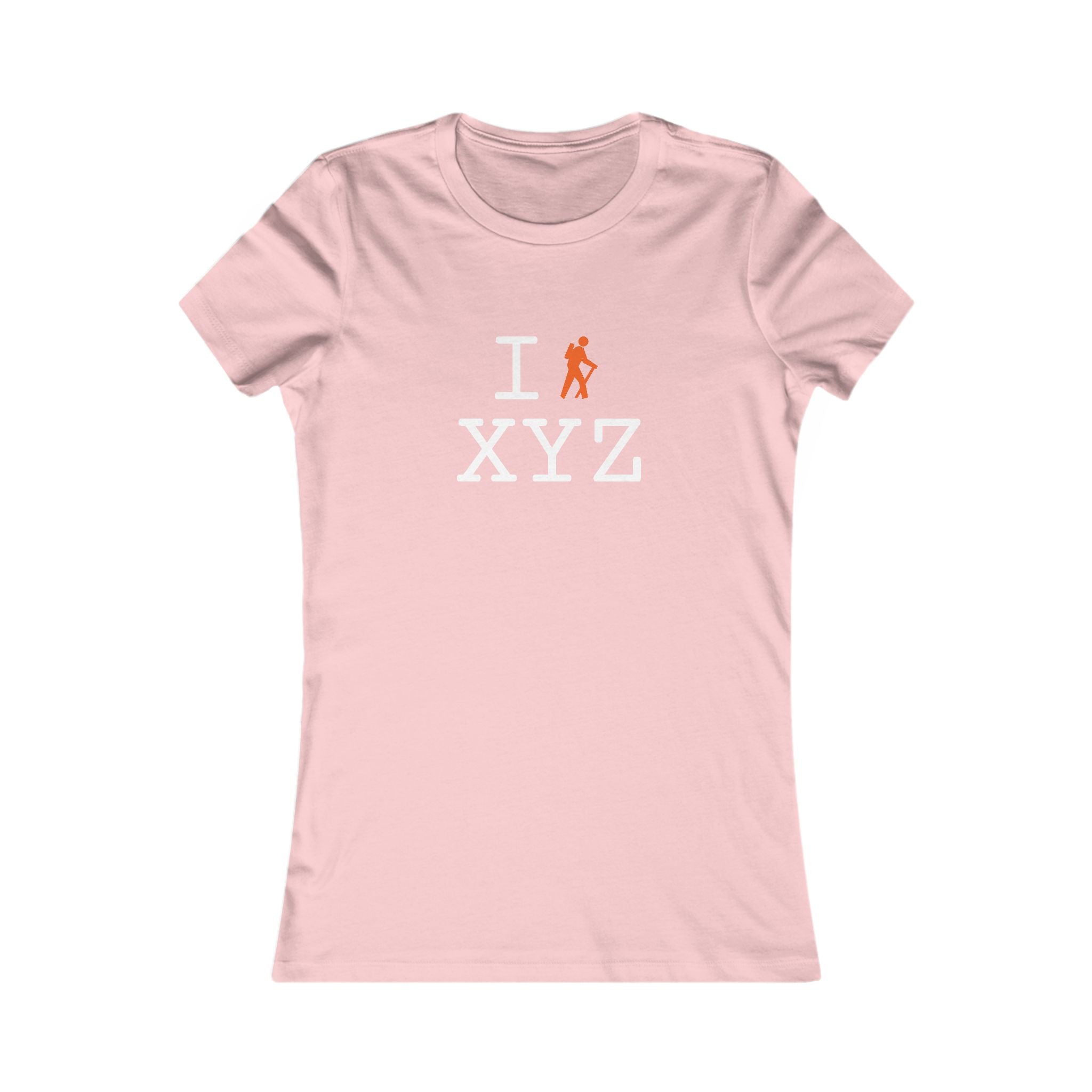 "I Hike ___" women's T, orange hiker