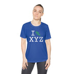 I Run women's athletic T, green logo