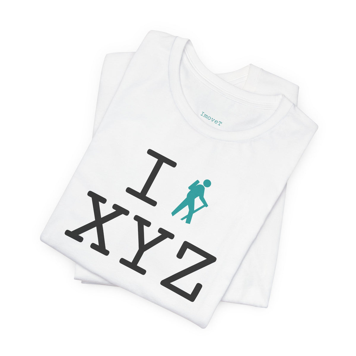 I Hike unisex T, teal hiker