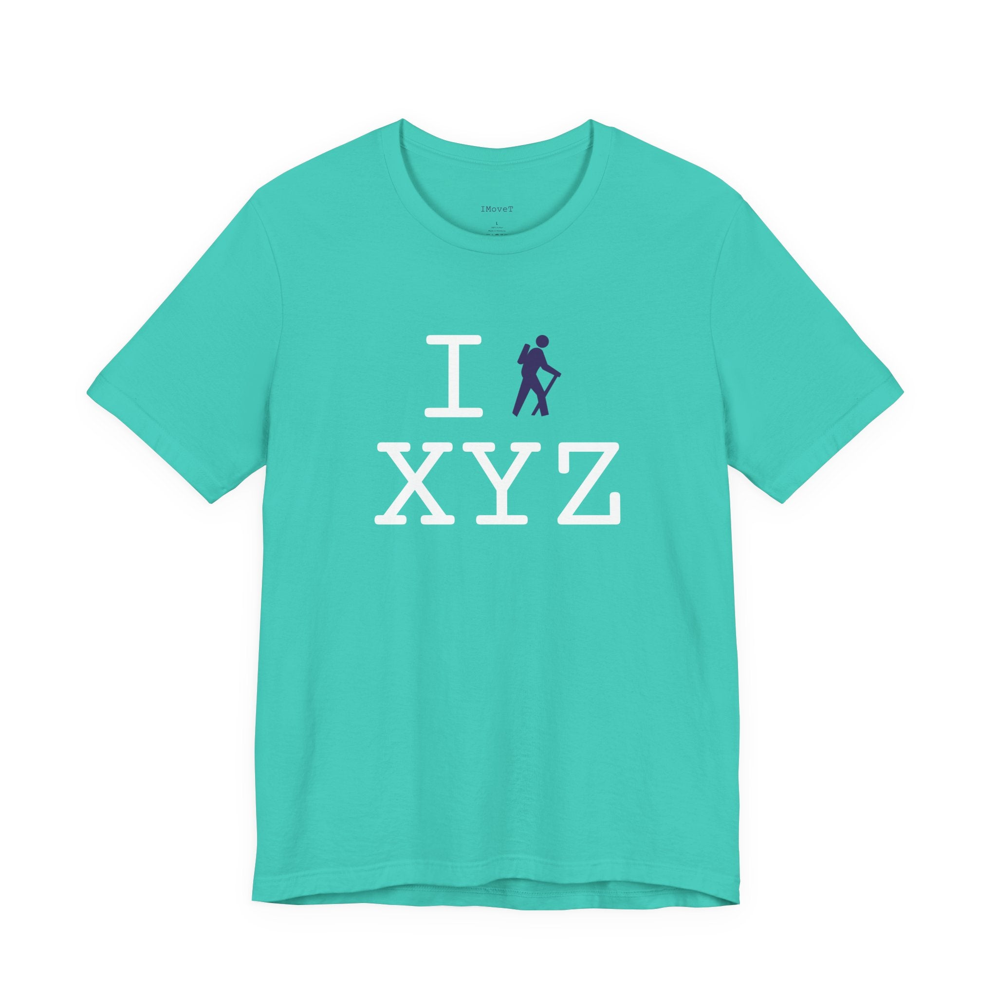 I Hike ___ unisex T, purple hiker